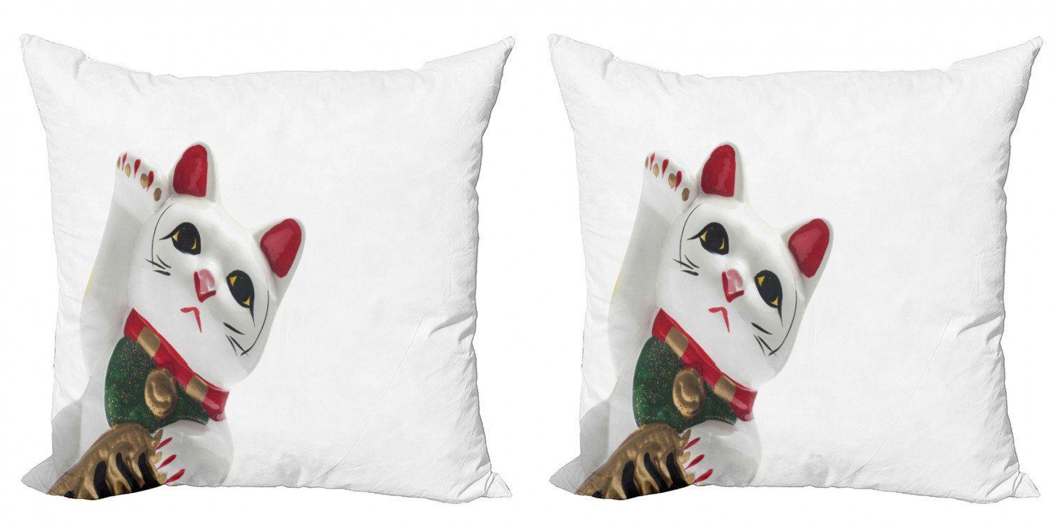 Kissenbezüge Modern Accent Doppelseitiger Digitaldruck, Abakuhaus (2 Stück), japanische Katze Lucky Cat Neko waveing