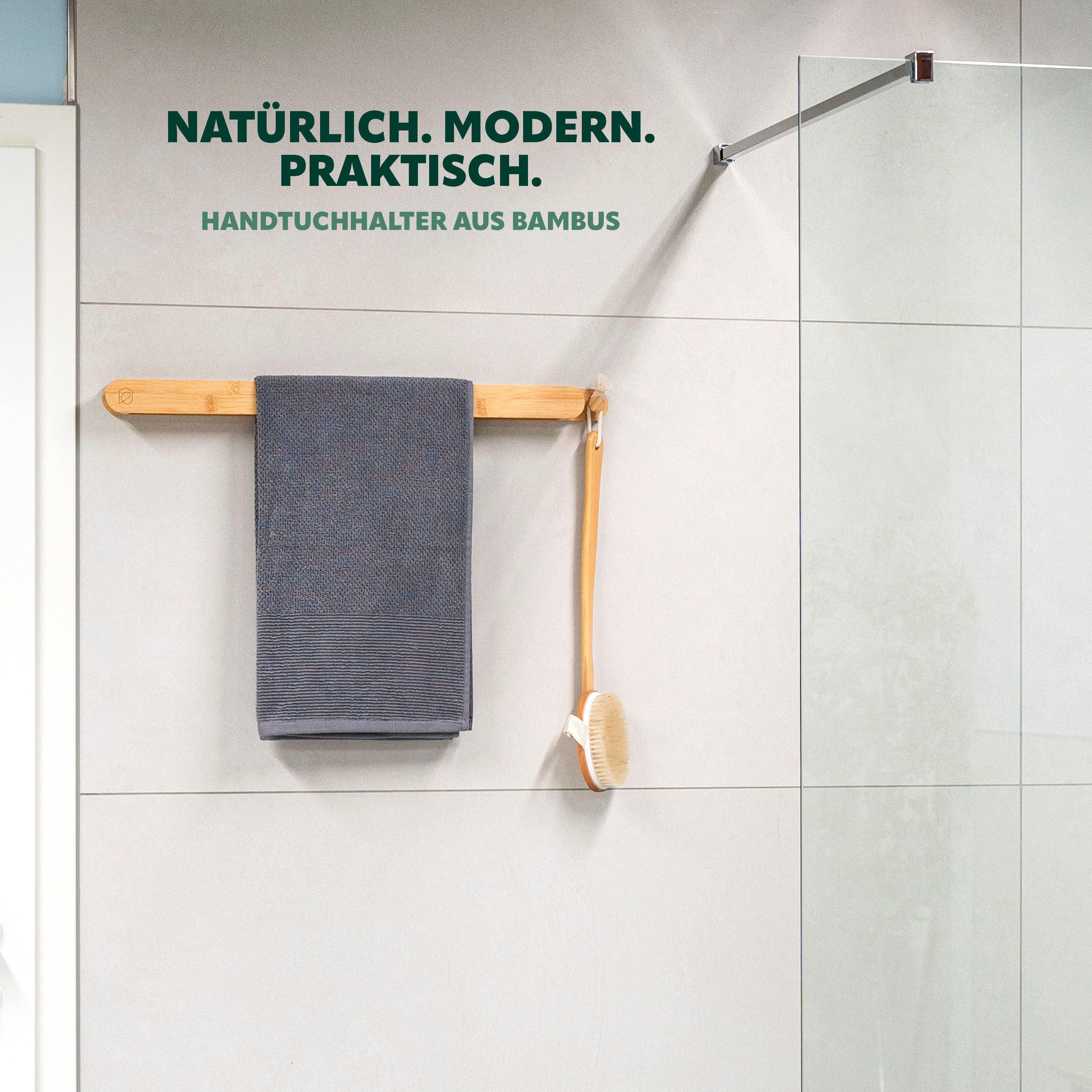 eluno Handtuchstange Handtuchhalter aus Bambus mit extra Haken günstig online kaufen