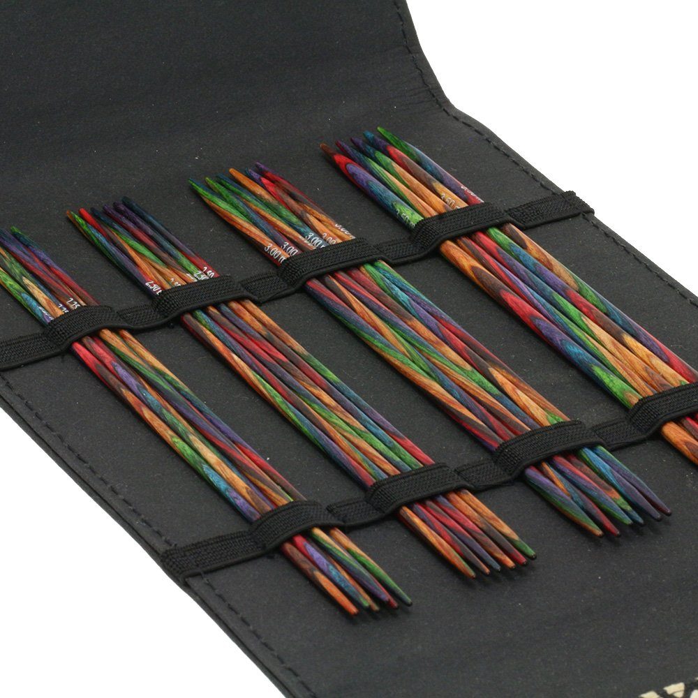 LANA GROSSA Stecknadeln Sockennadel-Set Design-Holz Multicolor, alle relevanten Nadeln zum Socken stricken, (Stricknadel-Set in den Größen 2,25 - 3,5 mm)