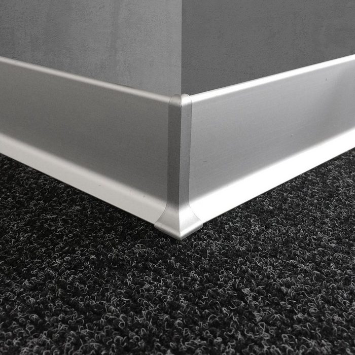 Floordirekt Sockelleiste Aluminium Leiste erhältlich in 2 Größen L: 190 cm H: 0.6 cm