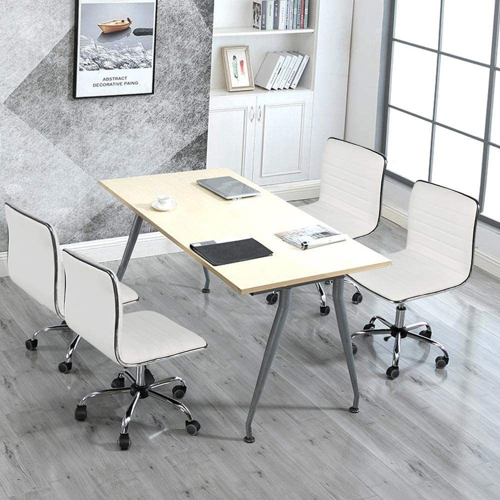 Yaheetech Schreibtischstuhl, Kunstleder Bürostuhl, Drehstuhl, höhenverstellbar Weiß