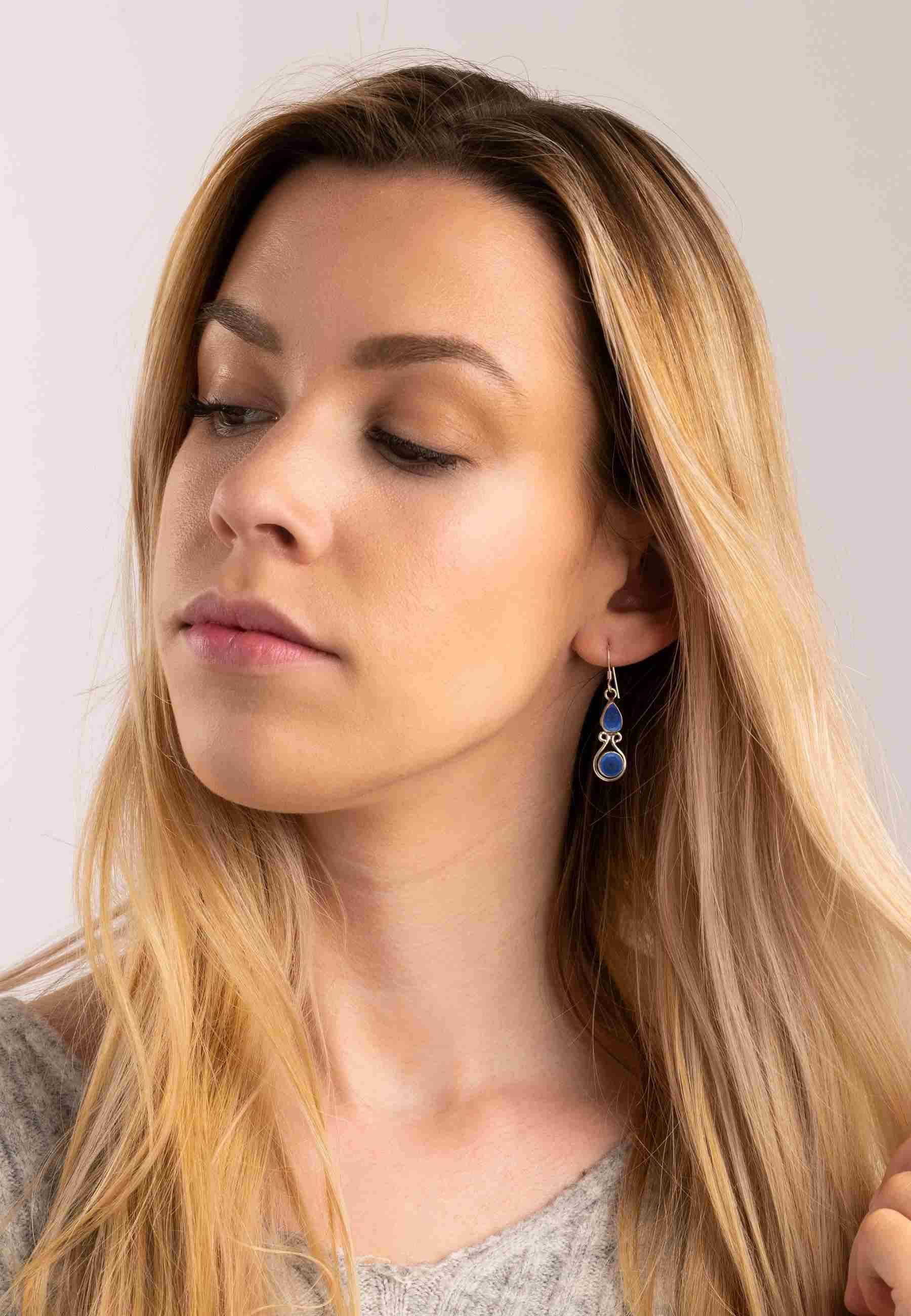 mantraroma Paar Ohrhänger DEVA aus 925 Silber mit Lapis Lazuli (Paar, Paar günstig online kaufen