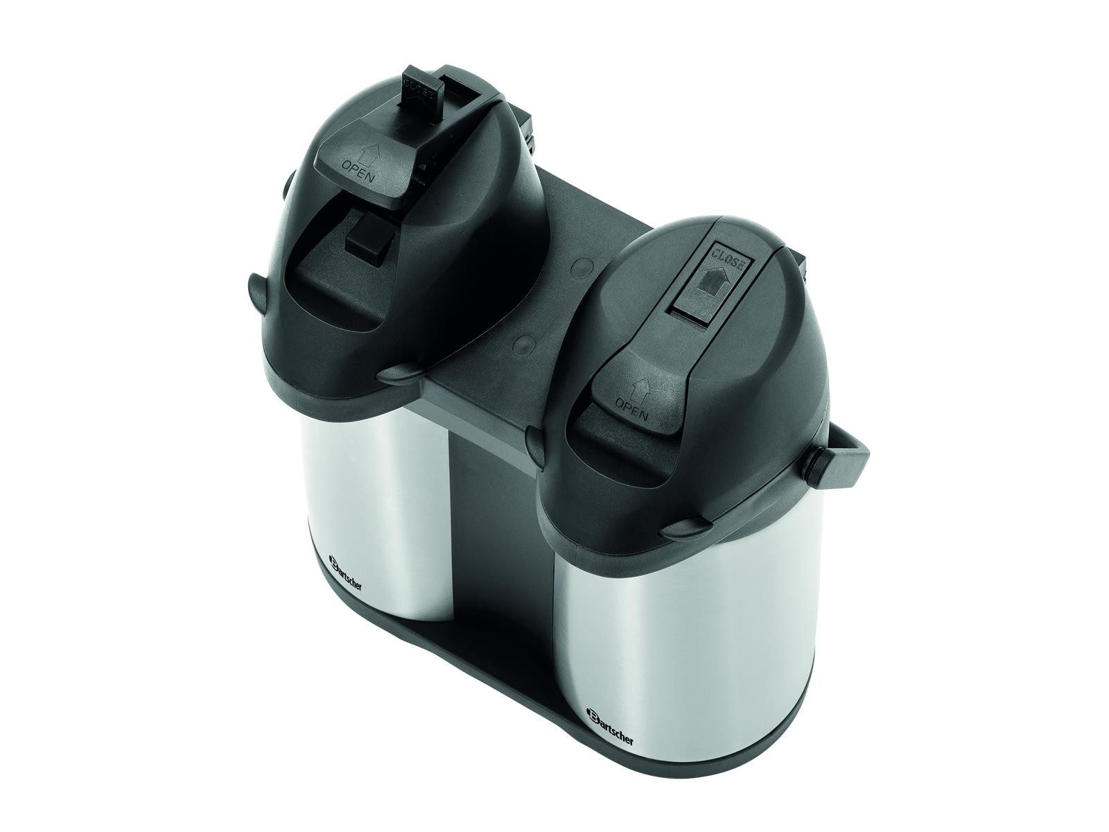 Bartscher Pump-Isolierkanne Doppel-Isolierpumpkanne Duo 1,9L-ST, 2 x 1,9 Liter, Edelstahl, 190208