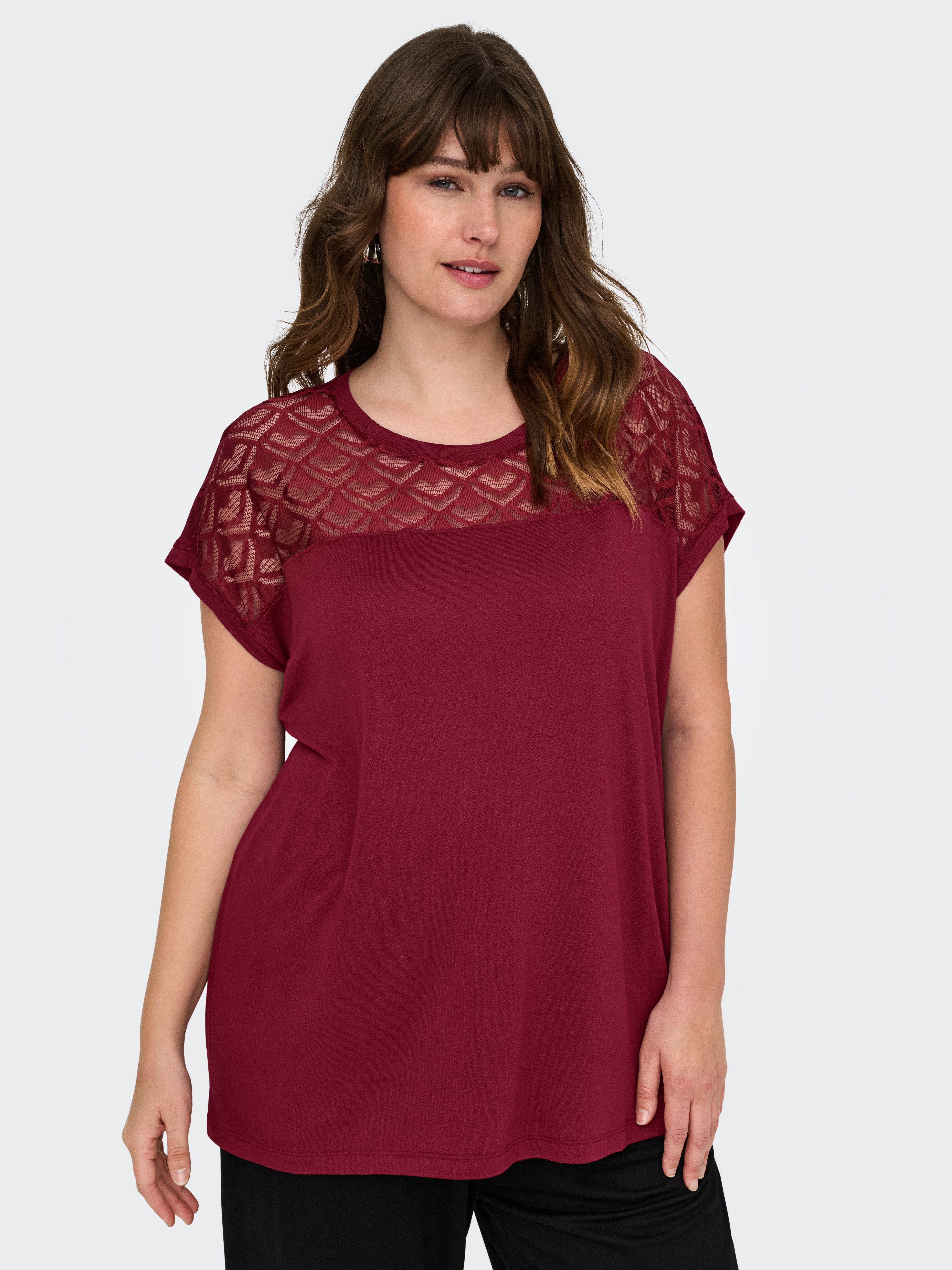 ONLY CARMAKOMA Spitzenshirt CARFLAKE LIFE S/S günstig online kaufen