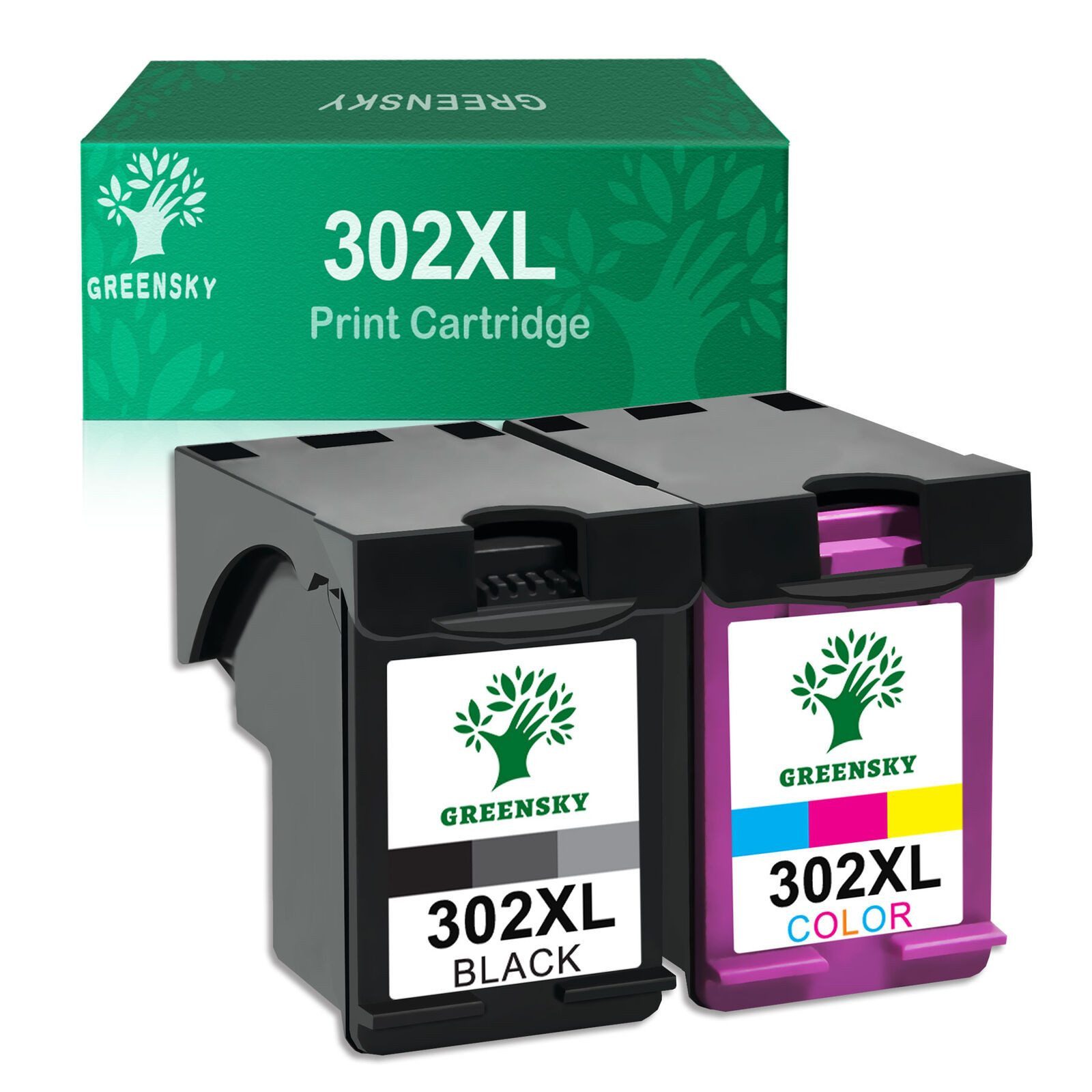 Greensky HP 302 Druckerpatrone Ersatz für HP 302XL Multipack Tintenpatrone (für HP 302 xl Envy 4525 4520 4527 Deskjet 1110 2130 2132 2134 3630 3632 3633 3634 3636 3638, Officejet 3831 3830 3833 5230 5220)