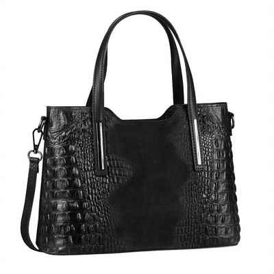 ITALYSHOP24 Schultertasche Made in Italy Damen Leder Handtasche, als CrossOver, Umhängetasche, Shopper tragbar