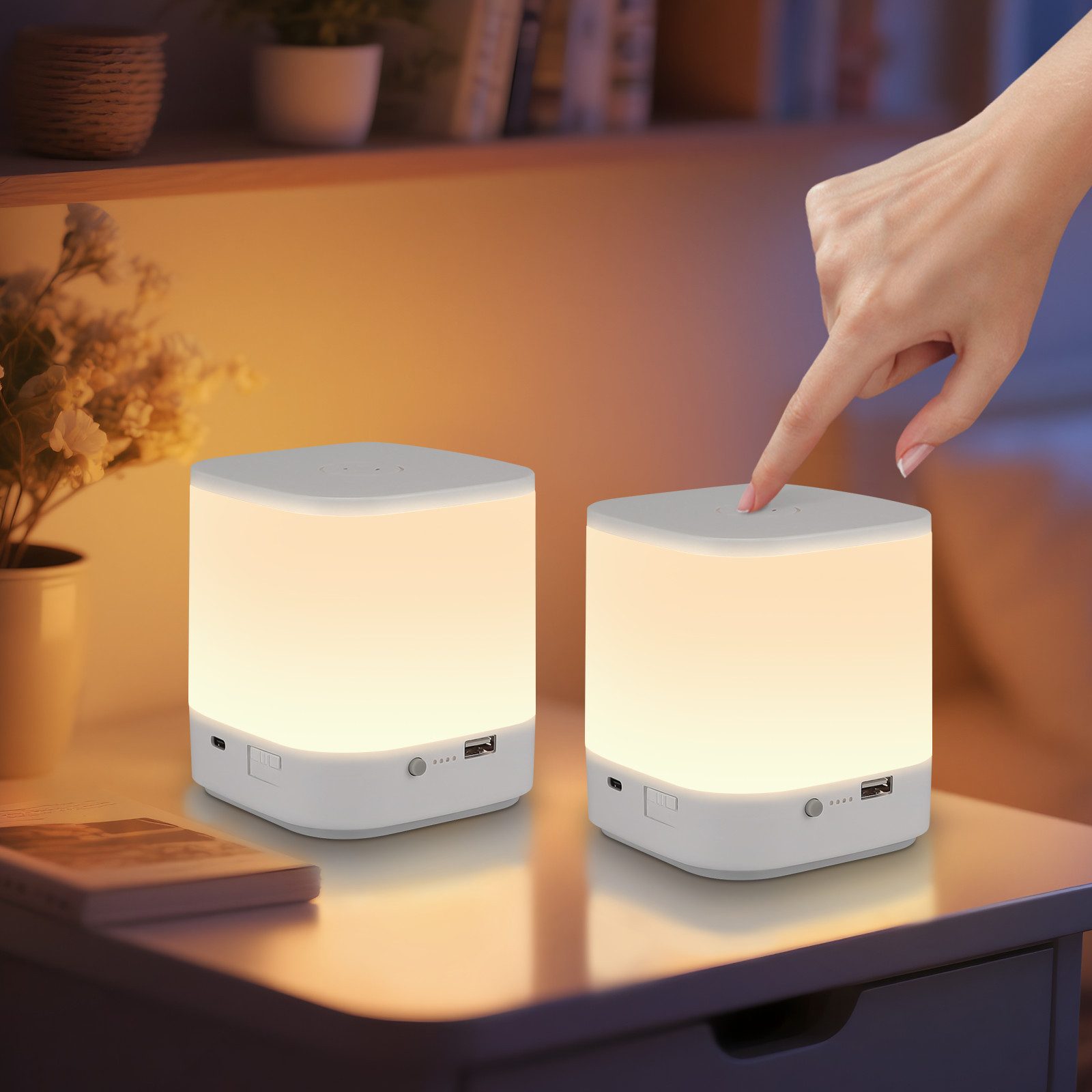 Nettlife LED Nachttischlampe Touch Dimmbar Akku 3600mAH USB Aufladbar Weiß günstig online kaufen