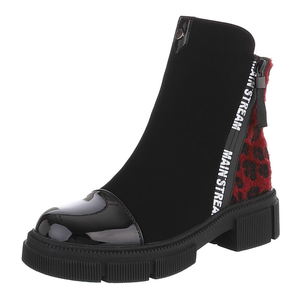 Ital-Design Damen Knöchelstiefel mit Blockabsatz und Reißverschluss Plateaustiefelette (92497503) Blockabsatz Stiefeletten in Schwarz