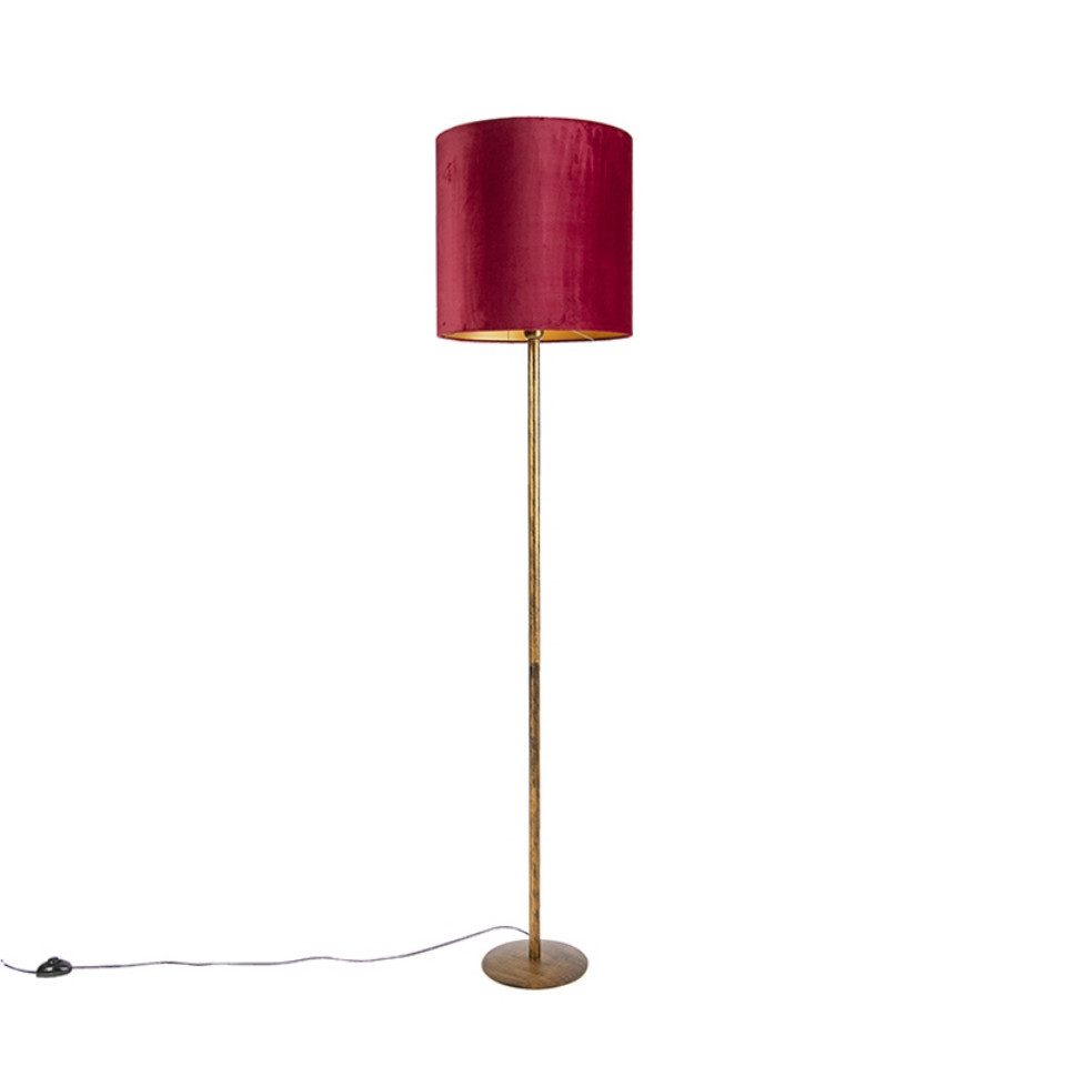 Qazqa Stehlampe, ohne Leuchtmittel, Warmweiß, QAZQA Stehlampe, e27, Rot, Stahl, classic-antique