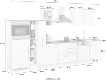 KOCHSTATION Küchenzeile KS-Samos, ohne E-Geräte, Breite 350 cm