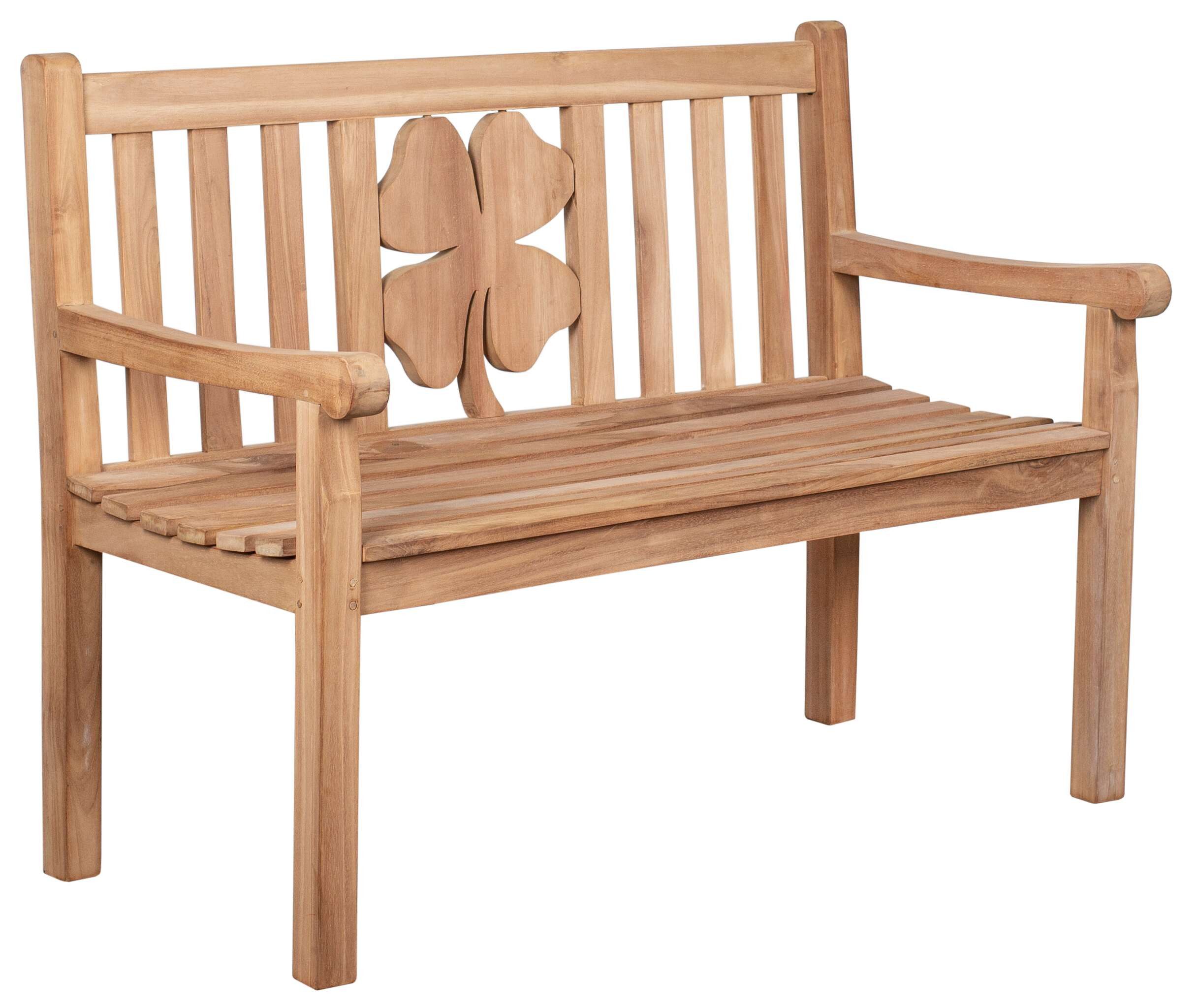 MR.DEKO Gartenbank Kleeblatt 120 cm – wetterfest & Glücksbringer (Gartenbank für Terrasse, Balkon oder Innenbereich, 1-St), Holzbank mit Motiv, ideal als Geschenk, wetterfest und bequem