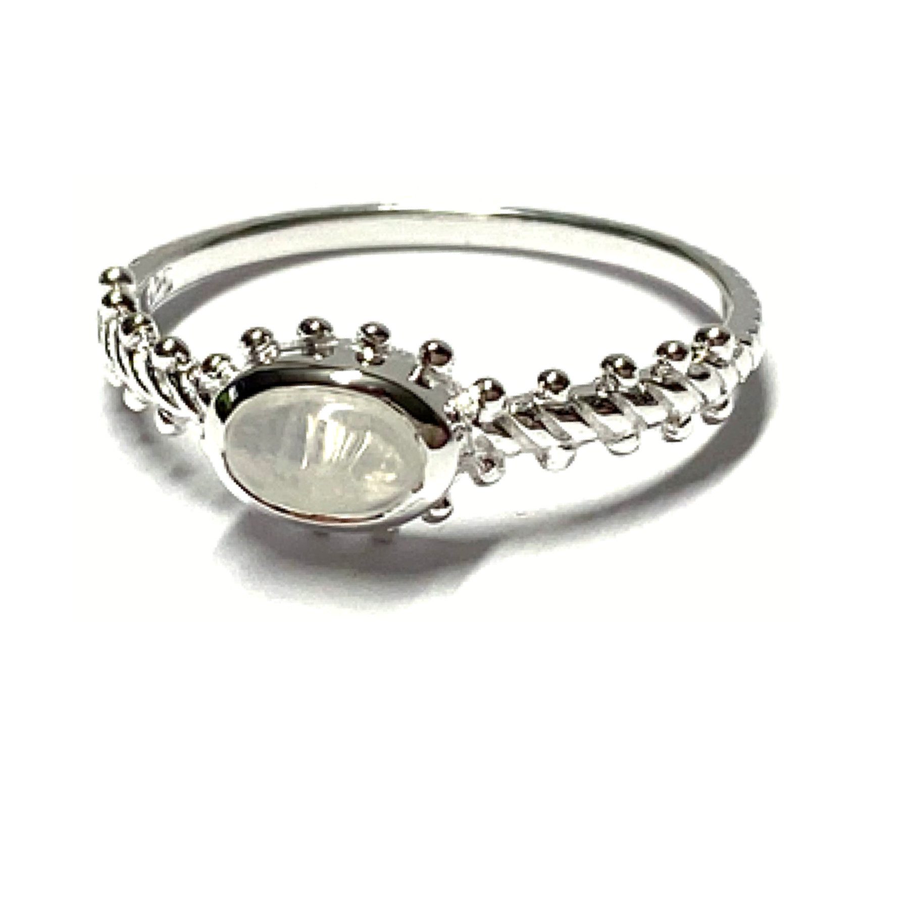 Edelschmiede925 Silberring Silberring 925/- Mondstein oval schmal dezent Muster #55