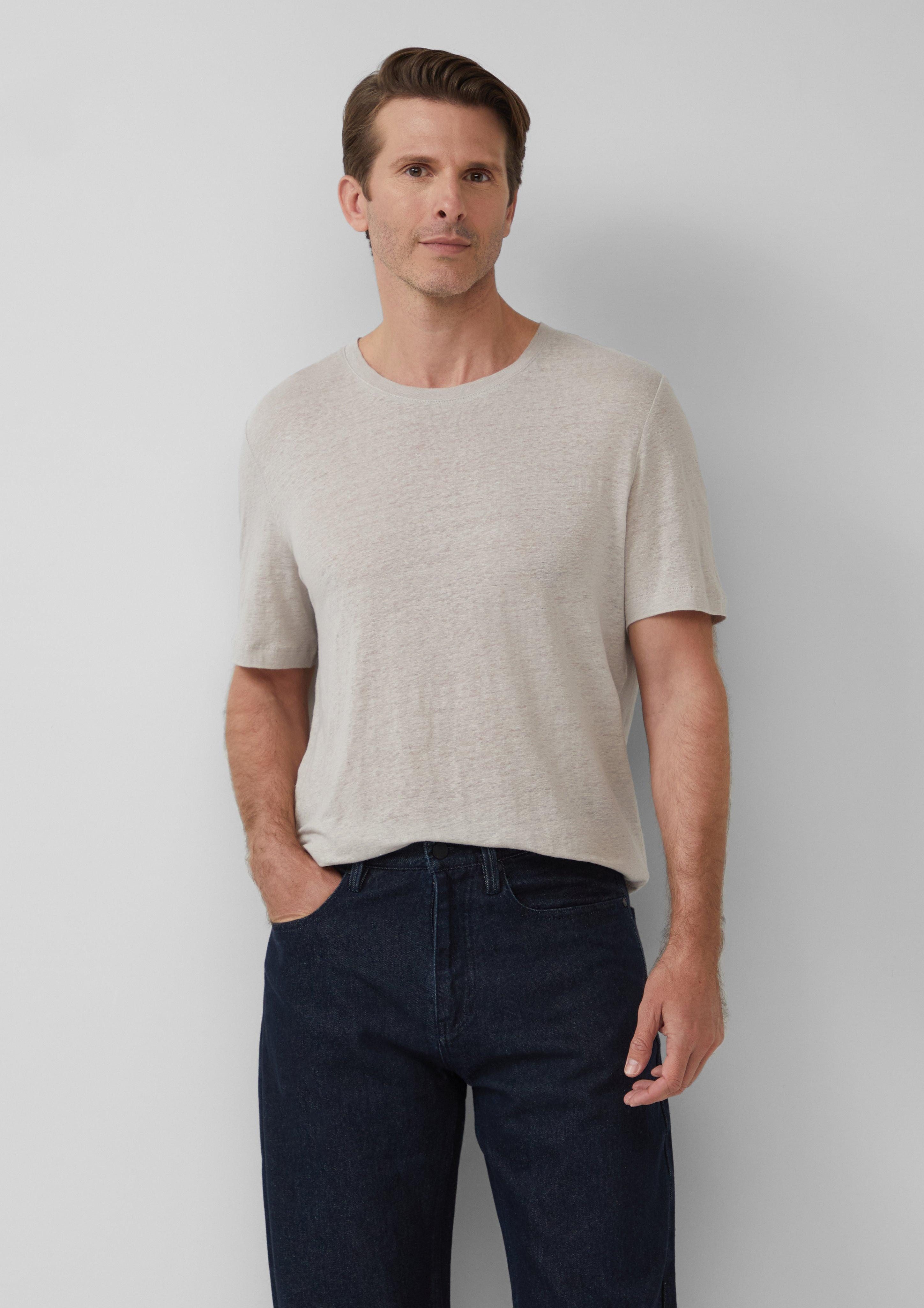 s.Oliver BLACK LABEL Kurzarmshirt Hochwertiges Flammgarn-Shirt günstig online kaufen