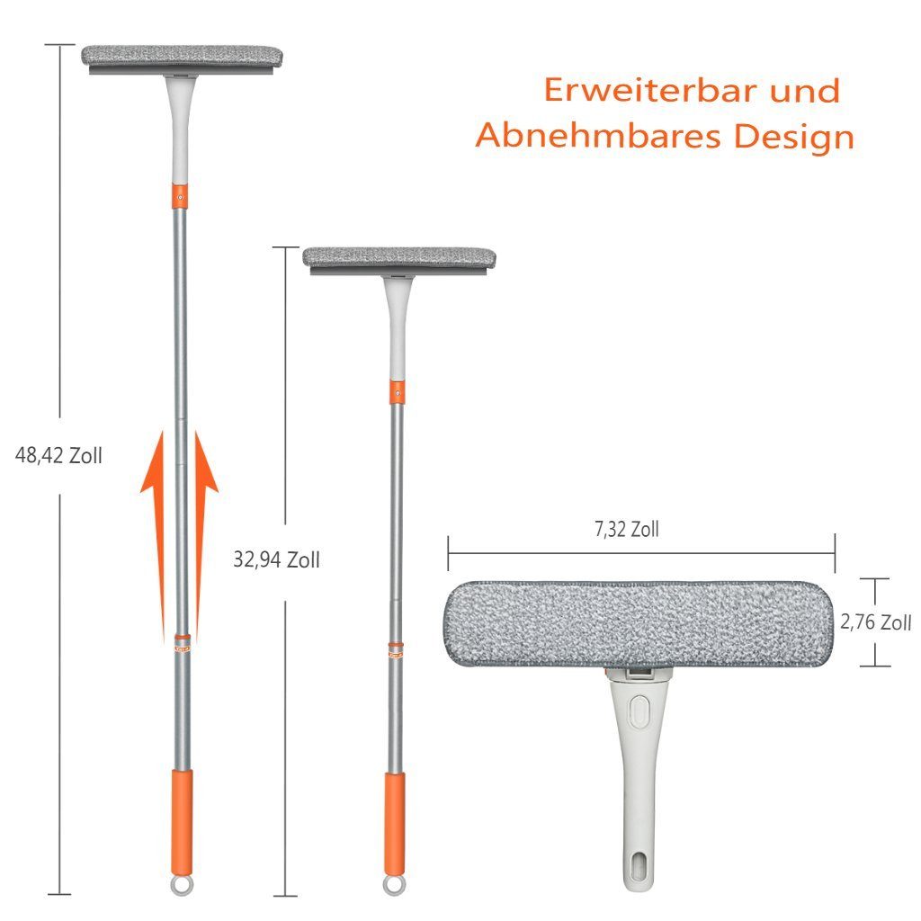 Mikrofaser Teleskop Waschmopp Autowaschbürste, Reinigungsbürste, für drehbar Fenster MECO