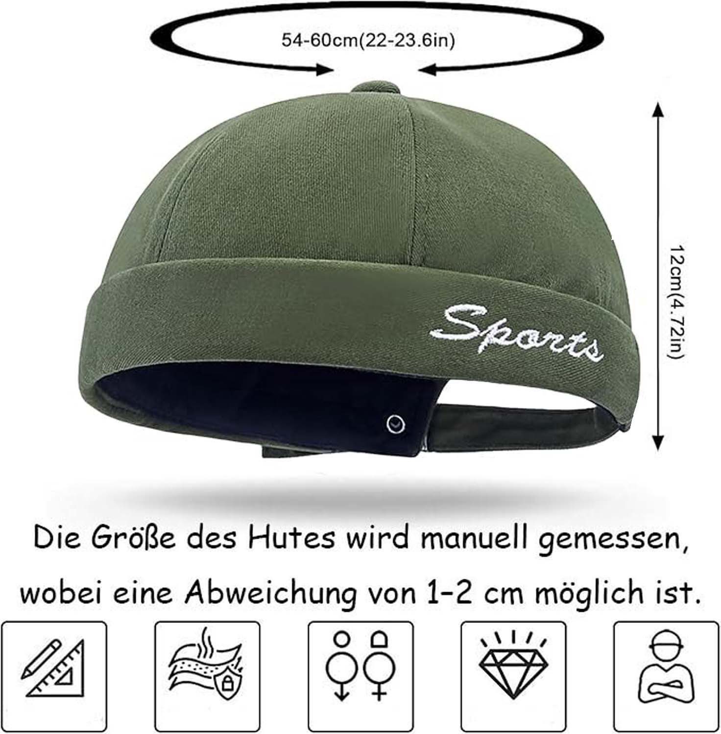 Zaewry Dockermütze Männer Docker-Mütze Seglerstil Ohne Schirm - Verstellbare Fischer – Bild 2 von 5