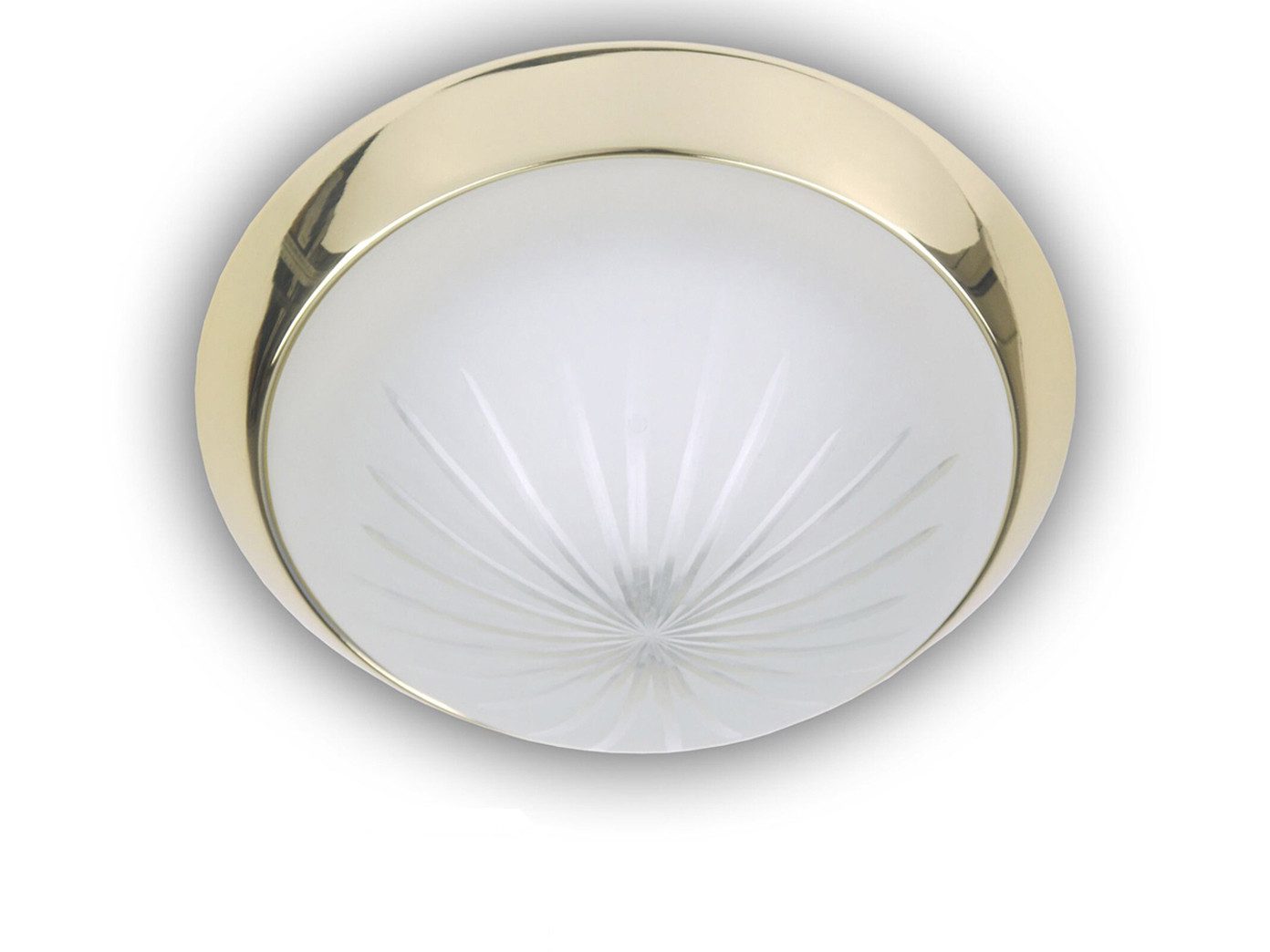niermann LED Deckenleuchte Schirm Schliff-Glas mit Messing, Ø 35cm, dimmbar, LED wechselbar, Warmweiß, Coole Deckenlampe für Wohnzimmer Decke inklusive E27 LED