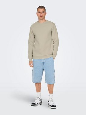 ONLY & SONS Sweatshirt Basic Sweatshirt Langarm Pullover ohne Kapuze ONSCERES 5428 in Beige-2