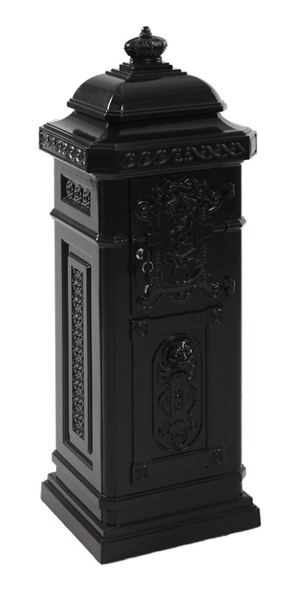 PROREGAL® Standbriefkasten Nostalgischer Säulen-Briefkasten aus Gießaluminium, Grün
