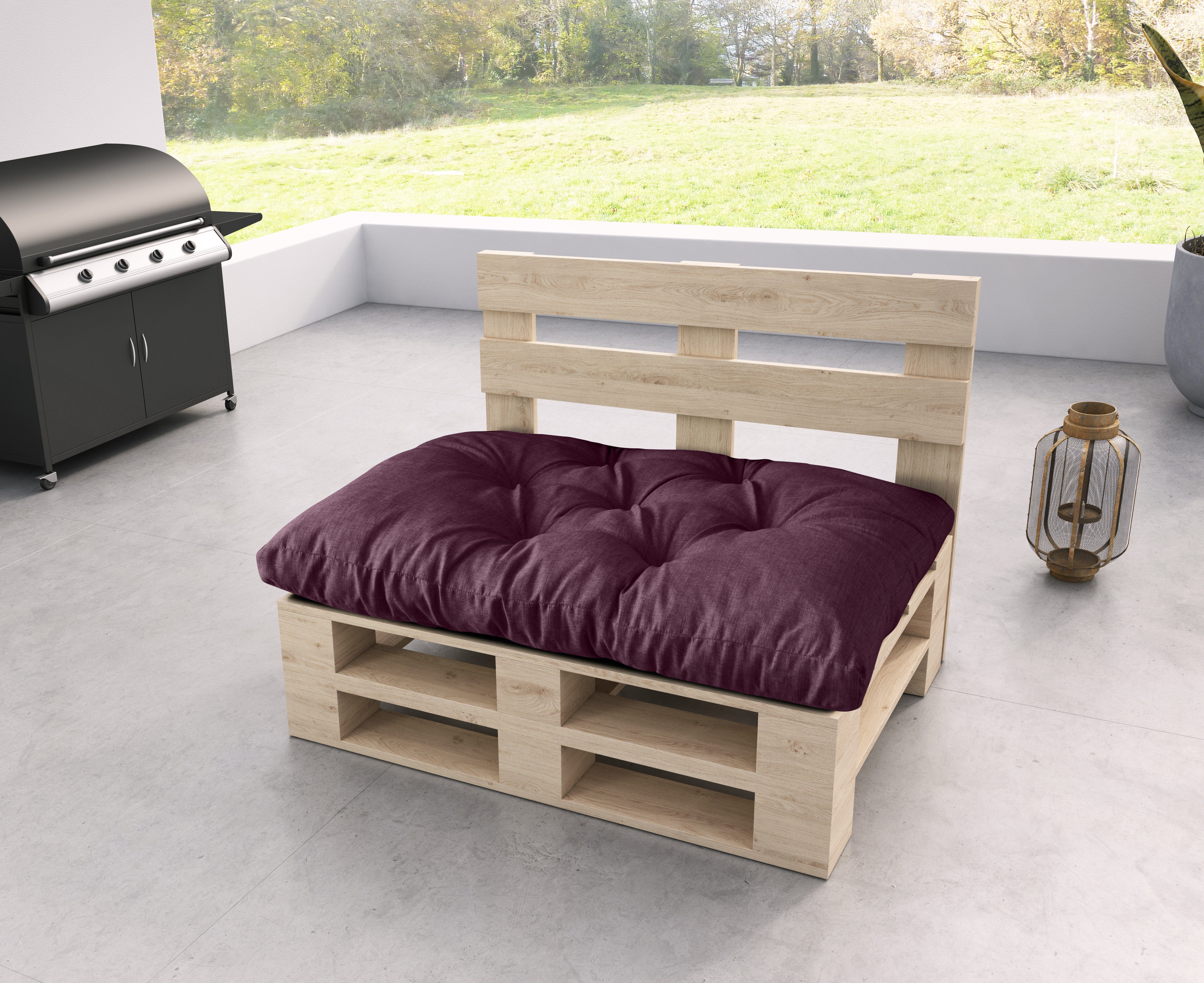 sunnypillow Sitzkissen Palettenkissen gesteppt Sitzkissen 120 x 80 x 12 cm, Violett