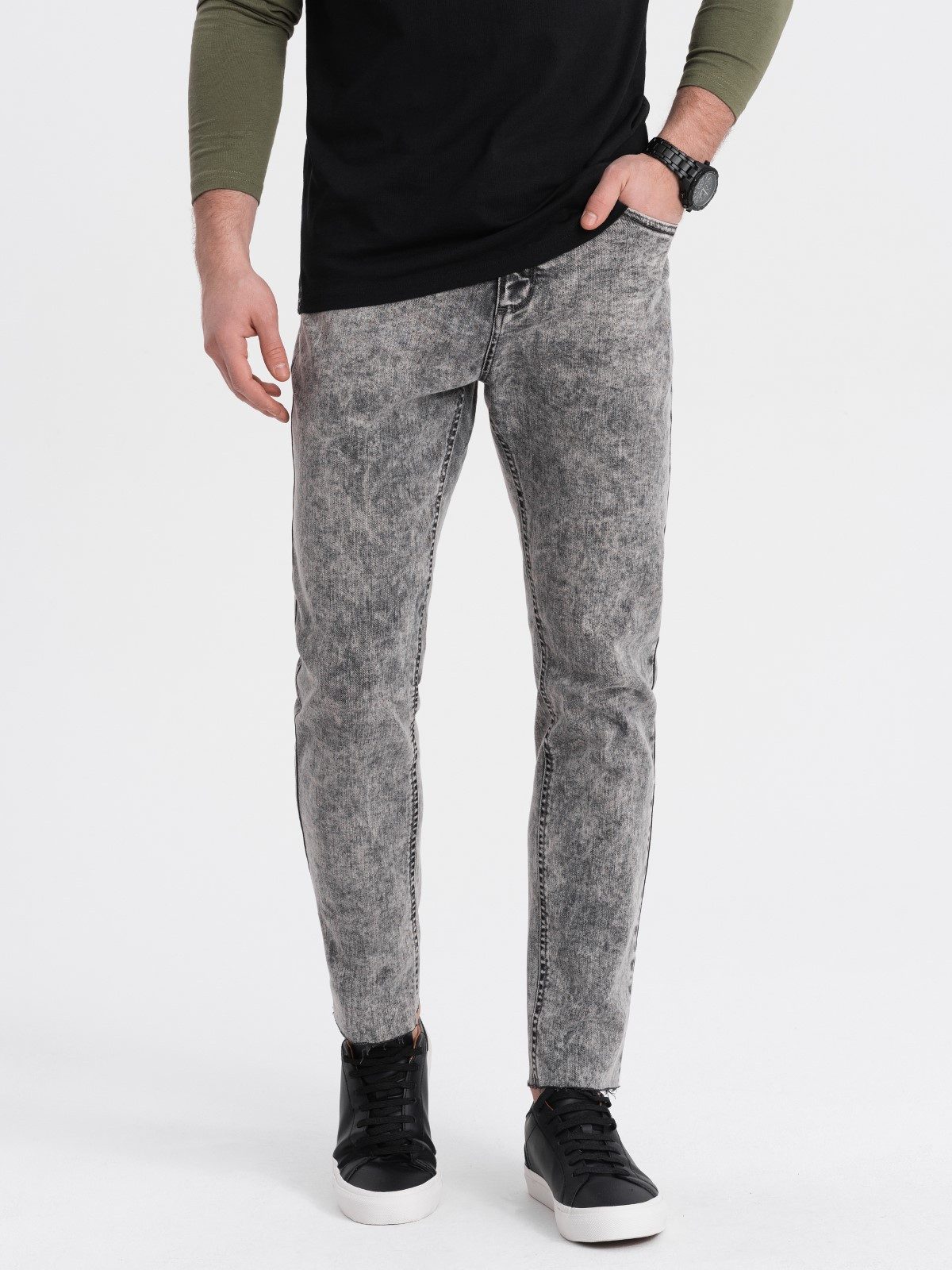 Slim-fit-Jeans Herren Slim-Fit Jeans mit Marmoreffekt