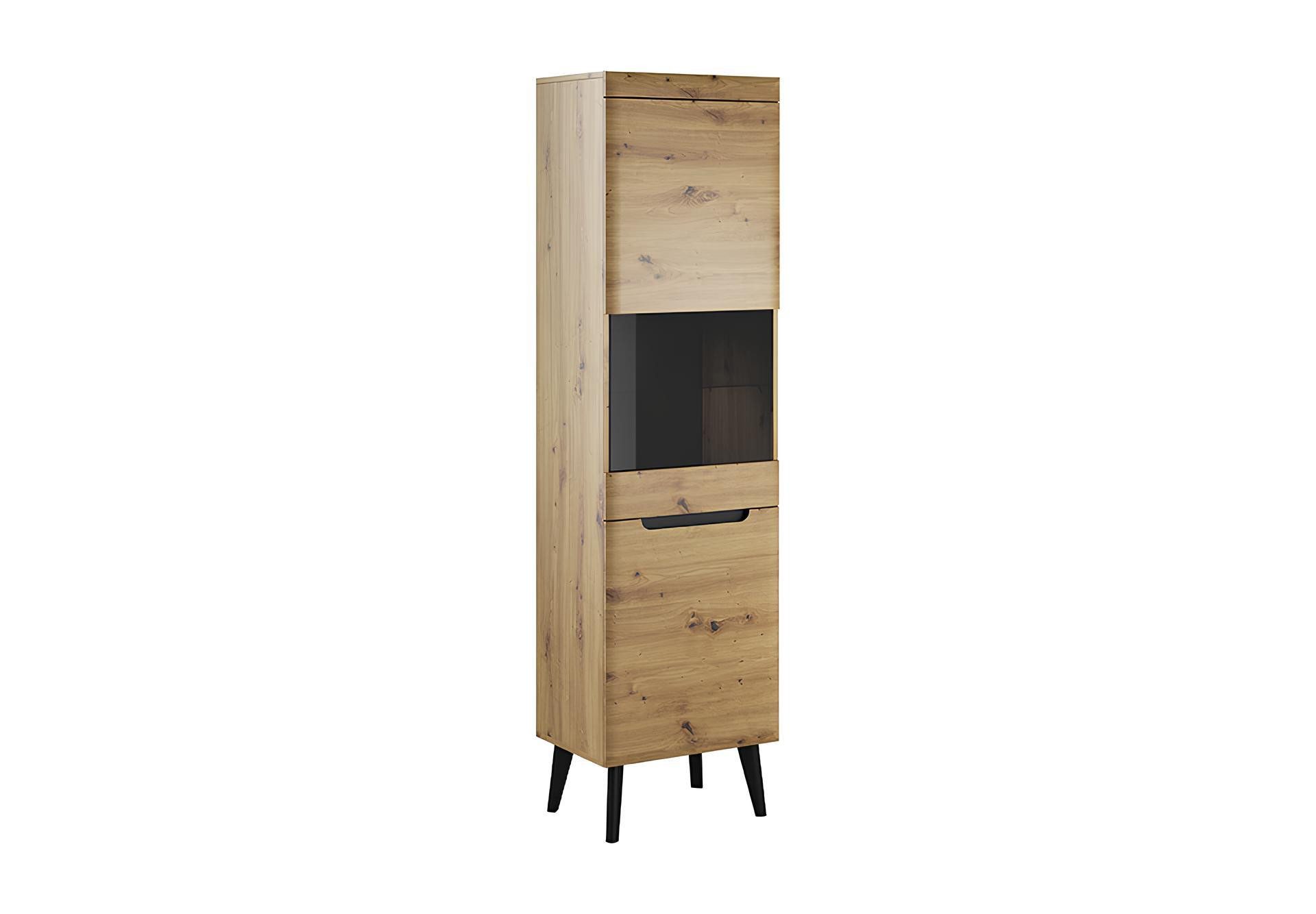 Xlmoebel Vitrine Holzvitrine mit Glasregal für stilvolle Präsentation (Vitrine NORDI NWT53) Hergestellt in Europa