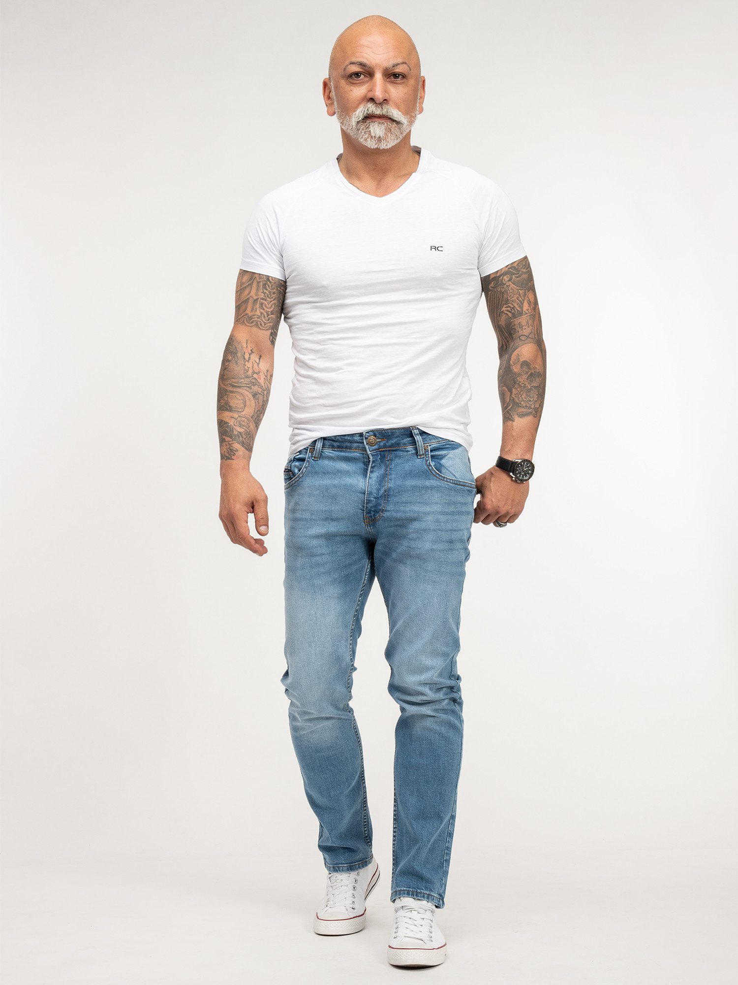 Lorenzo Loren Regular-fit-Jeans Herren Jeans Stretch Blau LL-4001 – Bild 4 von 5