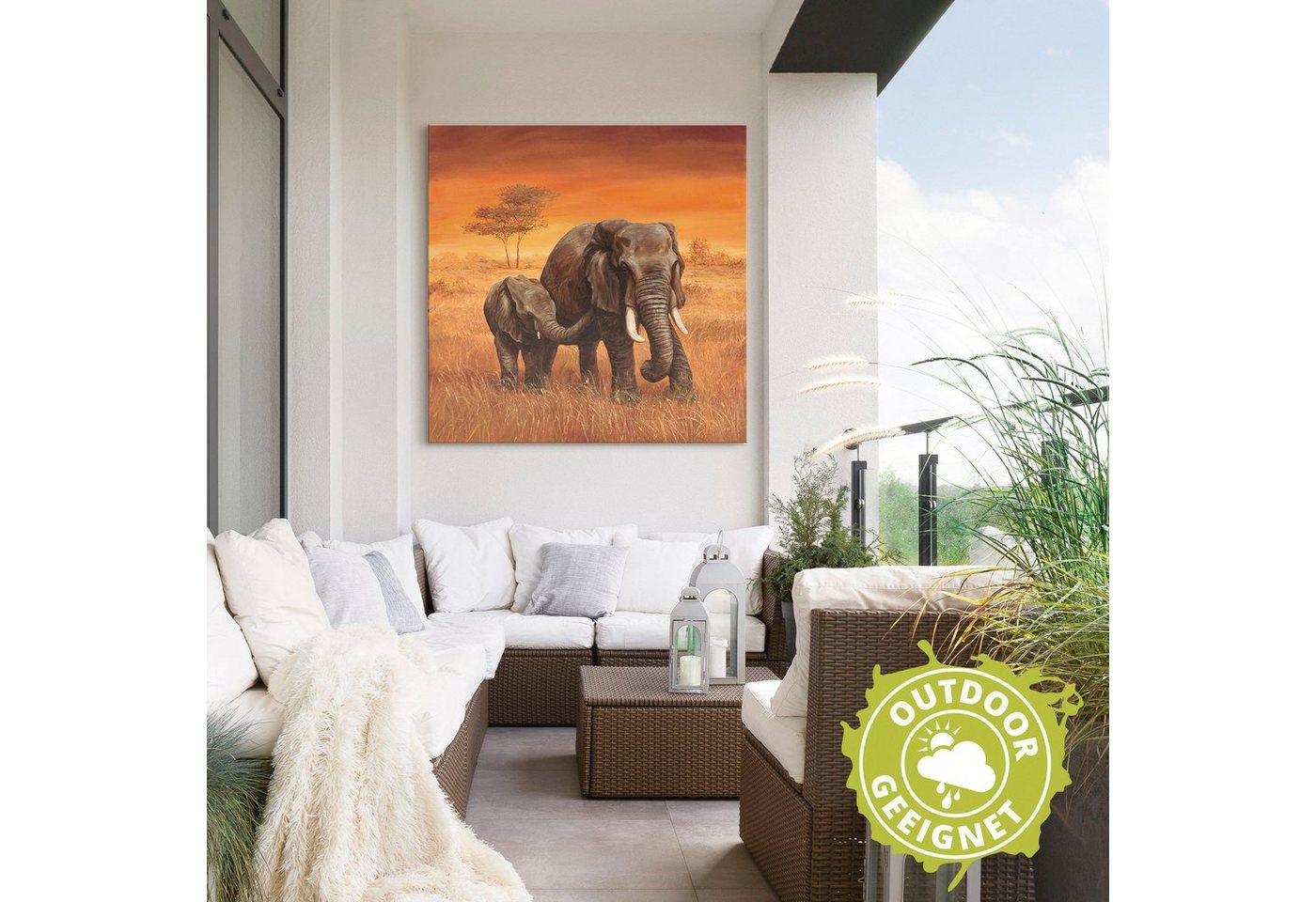 Artland Wandbild »Elefanten II«, Wildtiere (1 Stück), in vielen Größen & Produktarten - Alubild / Outdoorbild für den Außenbereich, Leinwandbild, Poster, Wandaufkleber / Wandtattoo auch für Badezimmer geeignet-HomeTrends