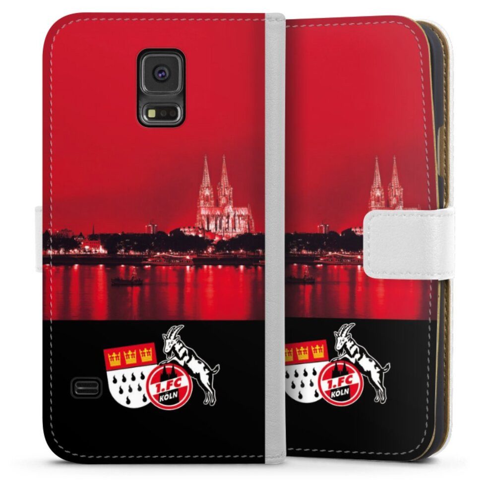 DeinDesign Handyhülle Skyline 1. FC Köln Offizielles Lizenzprodukt Skyline Köln Rot, Samsung Galaxy S5 Neo Hülle Handy Flip Case Wallet Cover