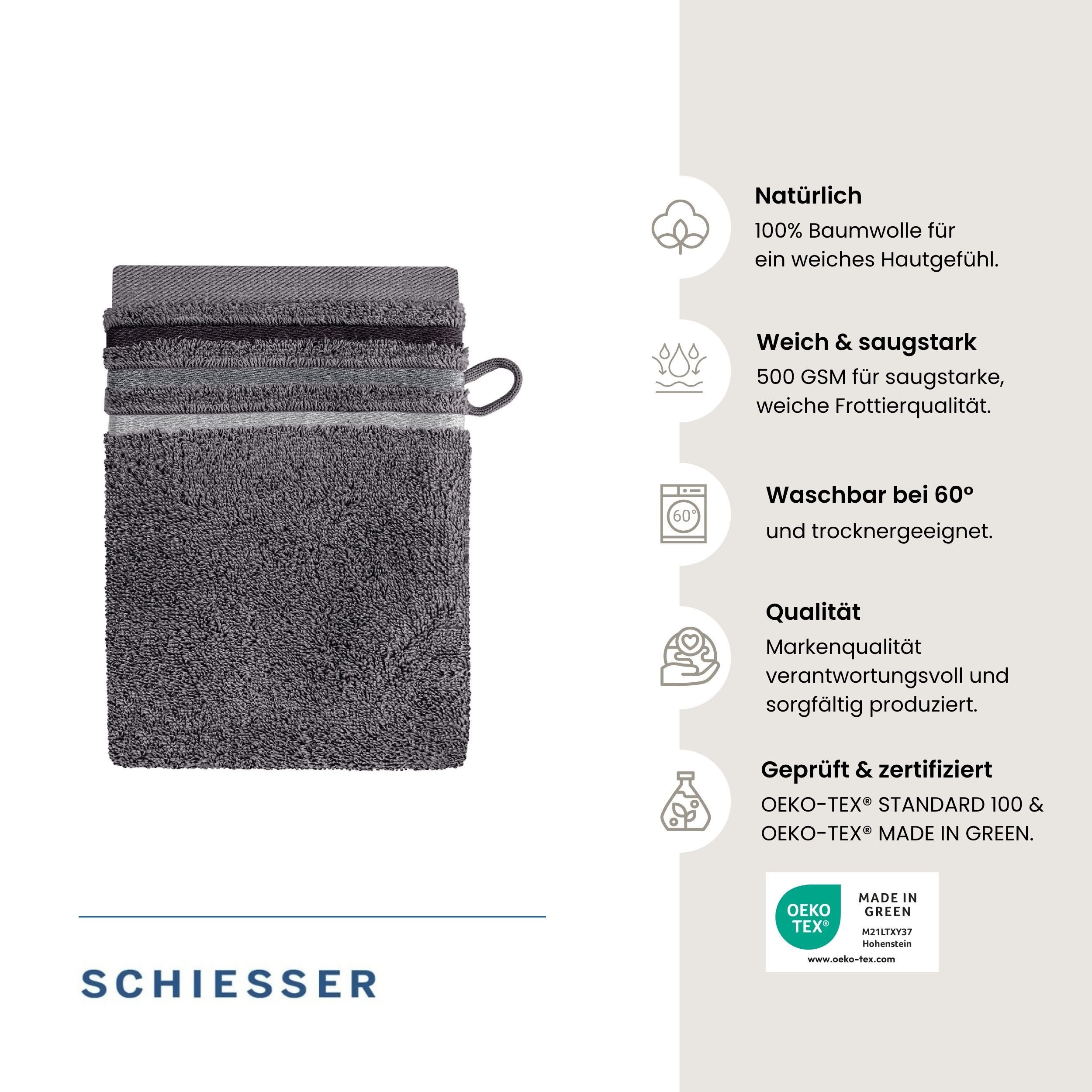 Schiesser Waschhandschuh Skyline Color aus 100 % Baumwolle mit eleganter Streifenbordüre, (5-St), OEKO-TEX® MADE IN GREEN – Bild 2 von 5