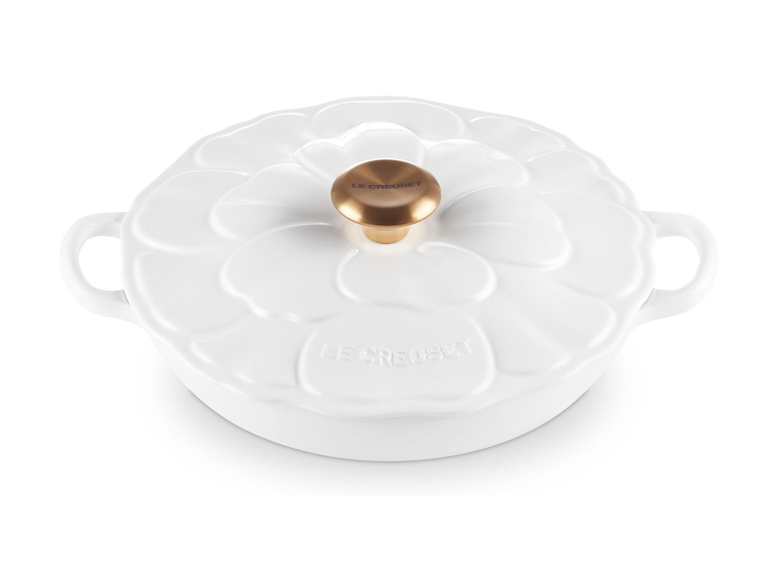 LE CREUSET Kochtopf Signature Gourmet-Profitopf Blume weiß 26cm, Emailliertes Gusseisen