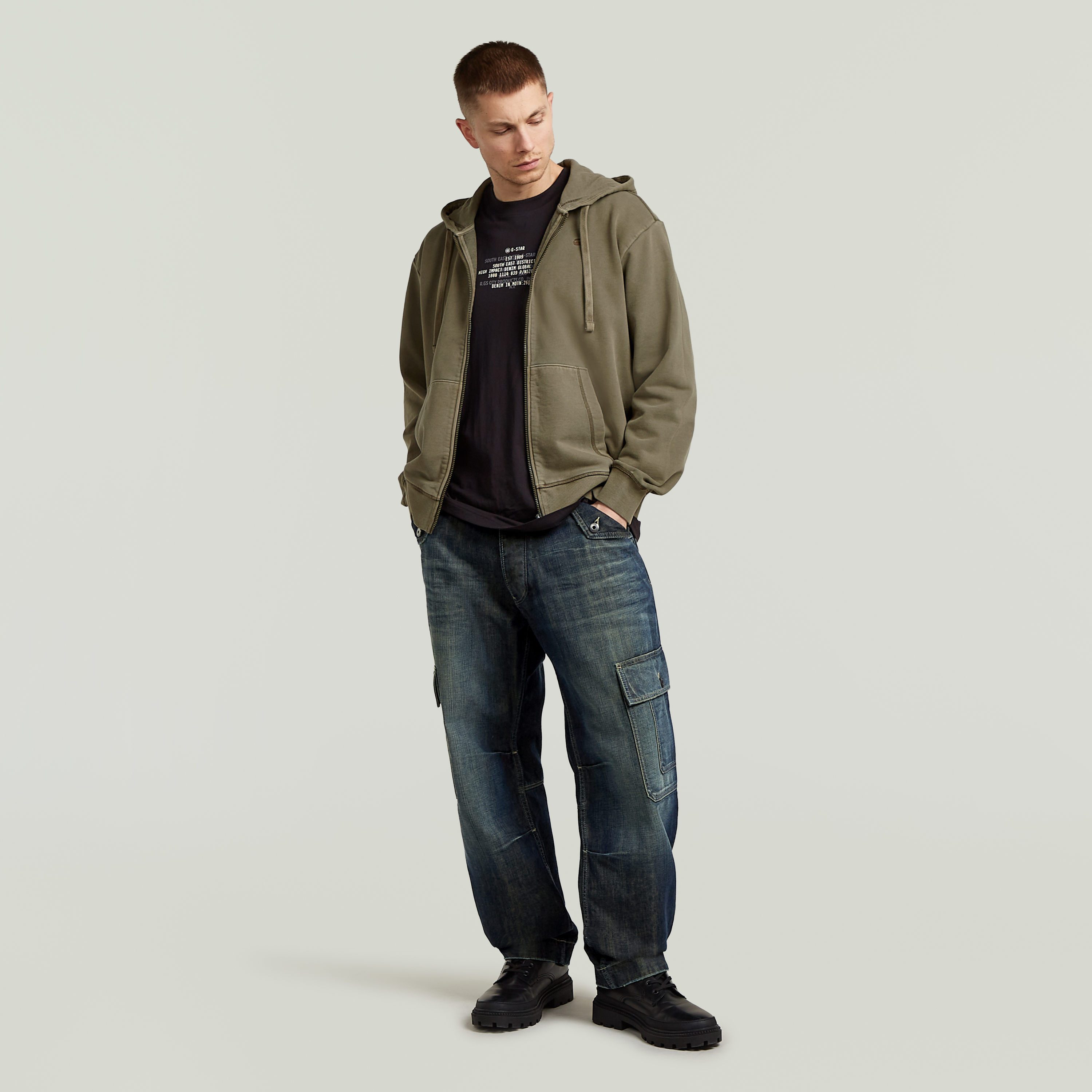 G-STAR Kapuzensweatjacke Modern washed full zip hdd sw ls in Baumwollqualität, Regular Fit – Bild 4 von 5