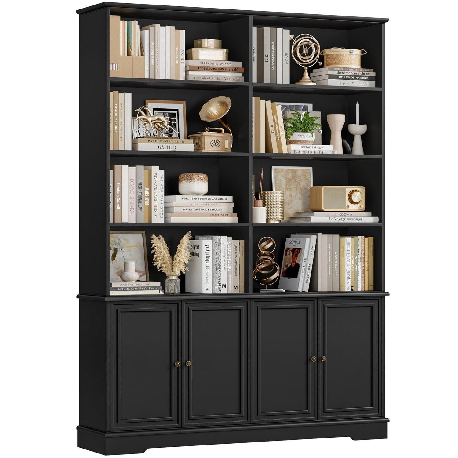 LuxusKollektion Bücherregal Bücherregal mit Türen 185x120cm Schwarz