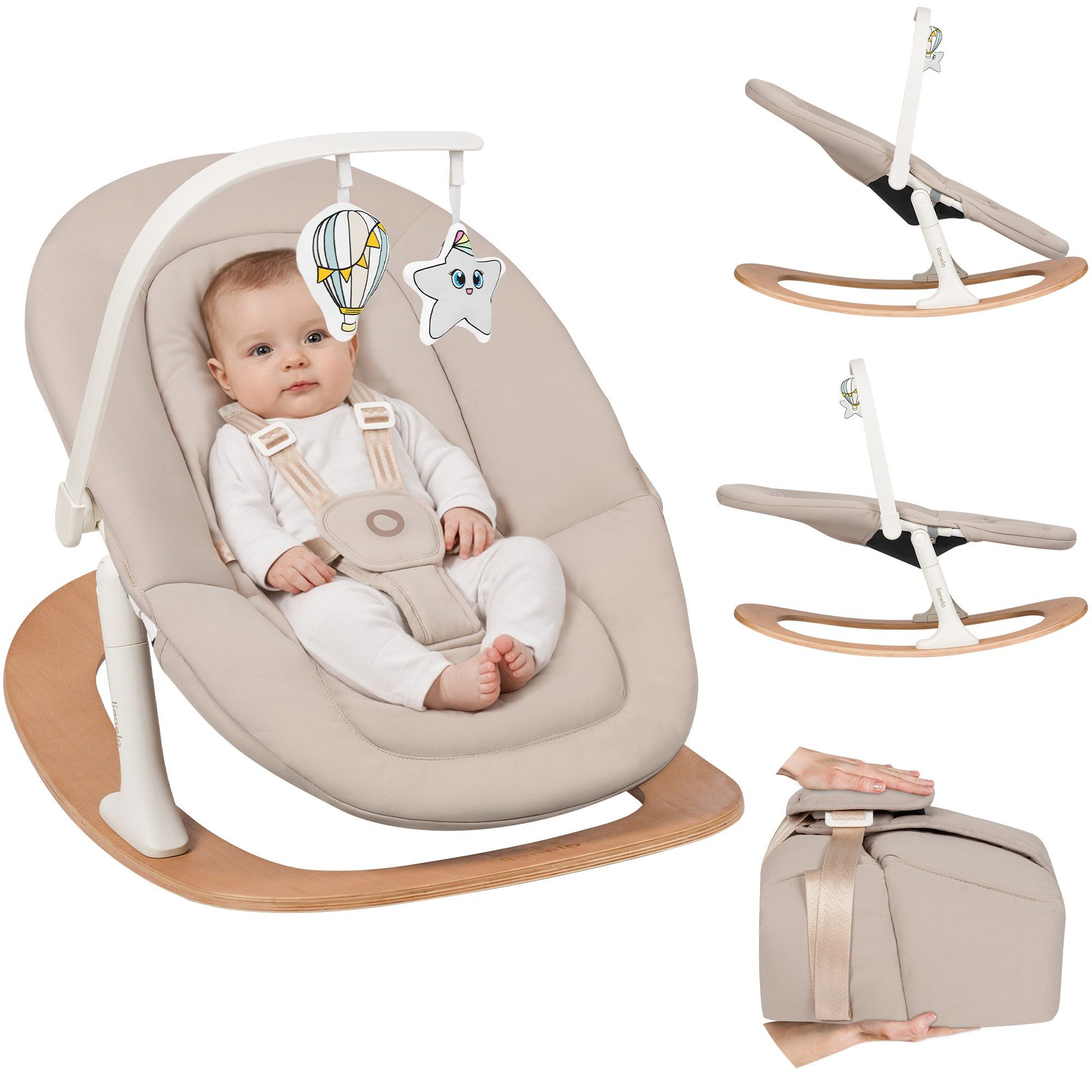 lionelo Hochstuhl CELIA (3-in-1-Hochstuhl Komplettset), 3in1/Einhandverstellung/Kunstleder/Tablett/Babyset enthalten
