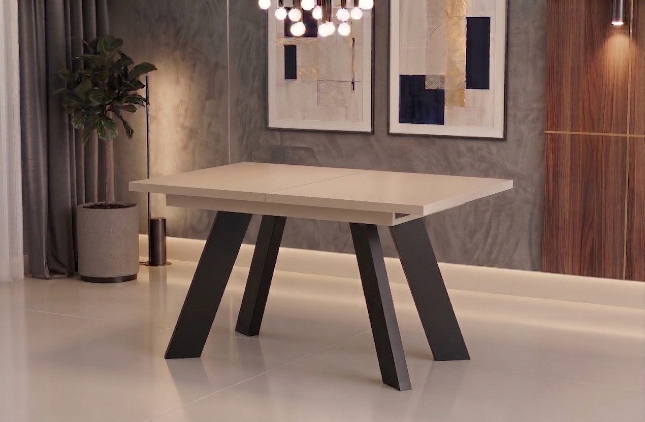 Endo-Moebel Esstisch Como Esstisch 130–210cm ausziehbar für 8 Personen, Tischbeine schwarz, Ausziehbar 130-210 cm (2x40 cm); Platte 36mm; 4 Beine; schwarz matt