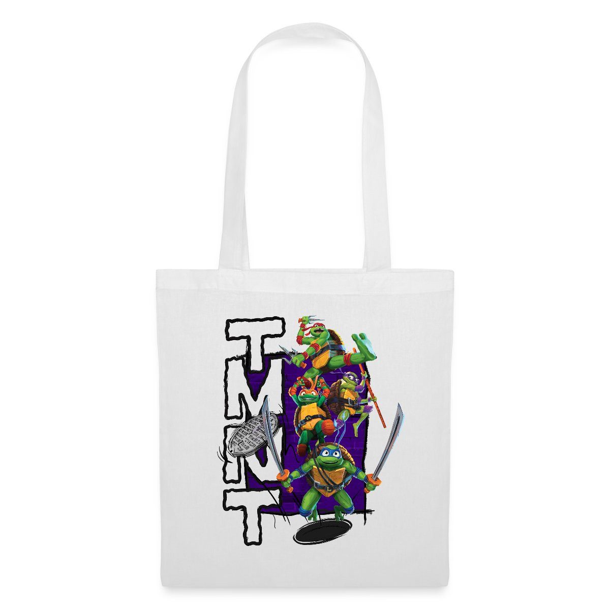 Spreadshirt Henkeltasche TMNT Mutant Mayhem Donnie Mikey Leo Raph Stoffbeutel (1-tlg)