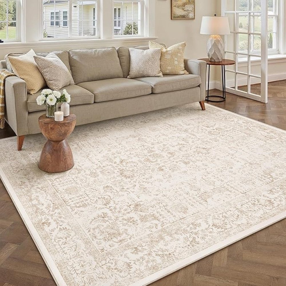 PURECOZY Teppich kurzflor, Wohnzimmerteppich, rutschfester Teppich, Vintage-Stil, rechteckig, Höhe: 6.1 mm, geeignet für verschiedene Innenräume, 180x60cm
