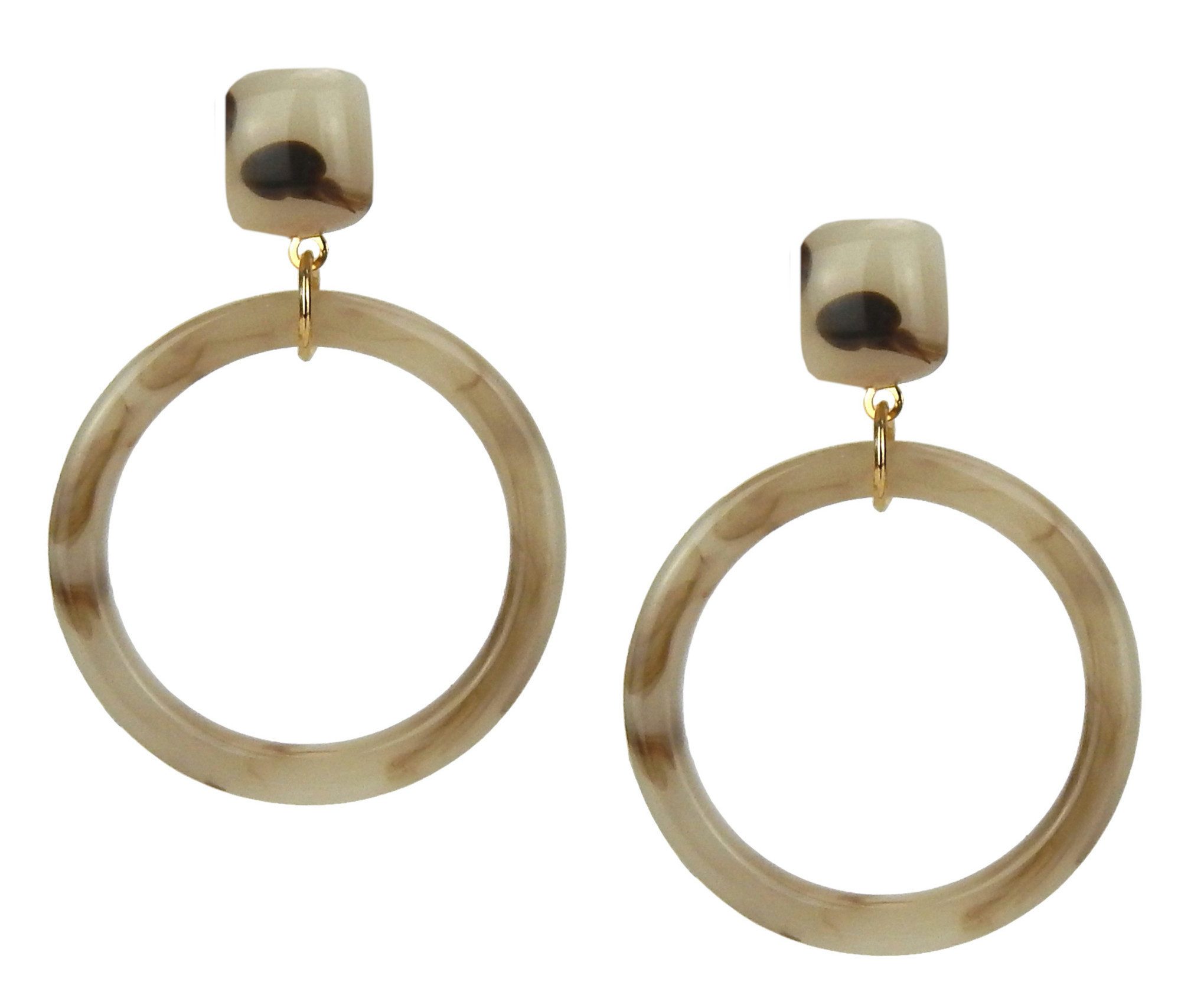 Ella Jonte Paar Creolen, beige braun gold Ohrstecker in Geschenktüte