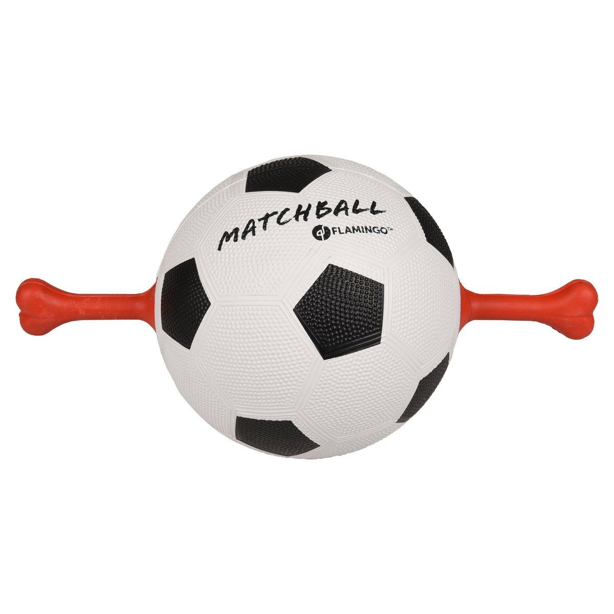 Tierball Hundespielzeug Matchball Fußball mit roten Griffen