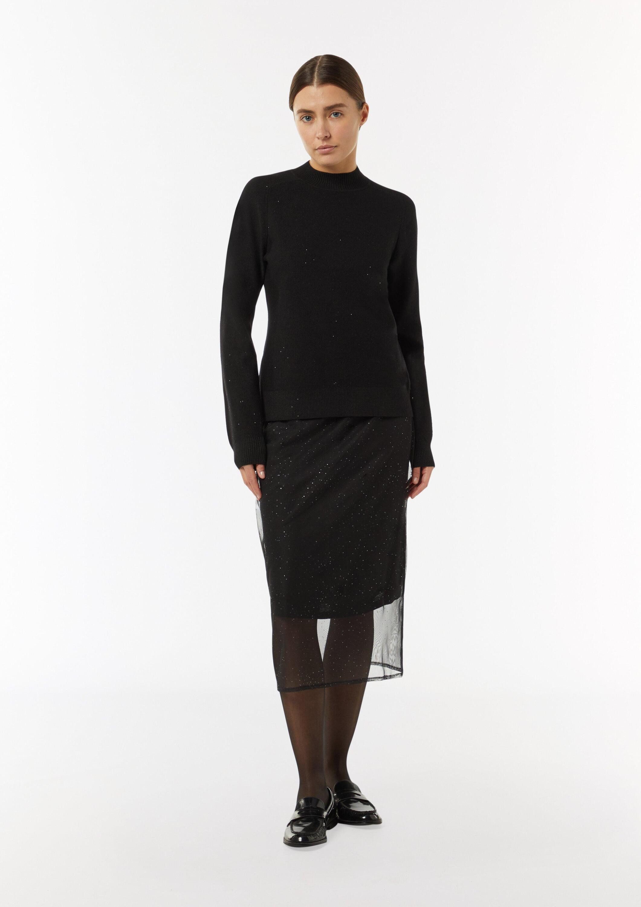 comma Midikleid Rock Mesh-Rock mit Metallic-Effekt und kurzem Futter