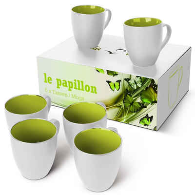 MiaMio Kaffeeservice »MiaMio - 6 x 350 ml Kaffeetassen/Kaffeebecher Set«, Keramik grün
