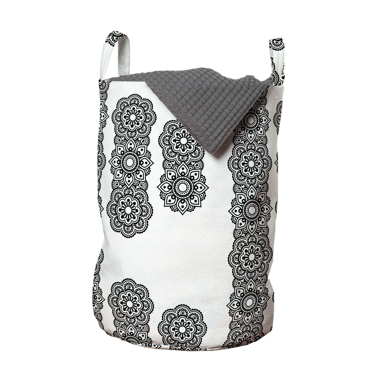 Abakuhaus Wäschesäckchen Wäschekorb mit Griffen Kordelzugverschluss für Waschsalons, Henna Mandala-Muster