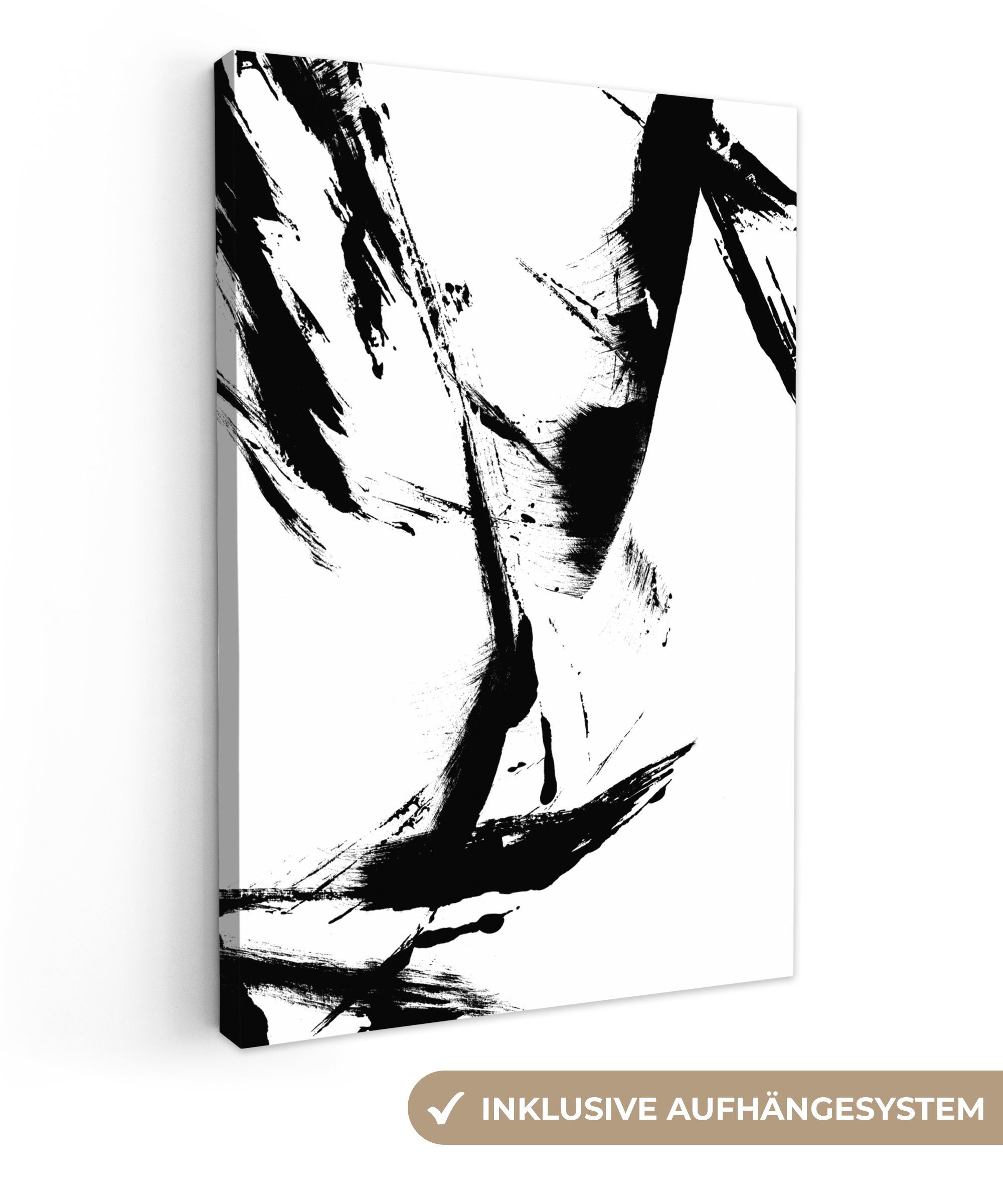 OneMillionCanvasses® Leinwandbild Farbe - Schwarz - Abstrakt, Fotodruck (1 St), Bilder groß Wohnzimmer Schlafzimmer 80x120 cm