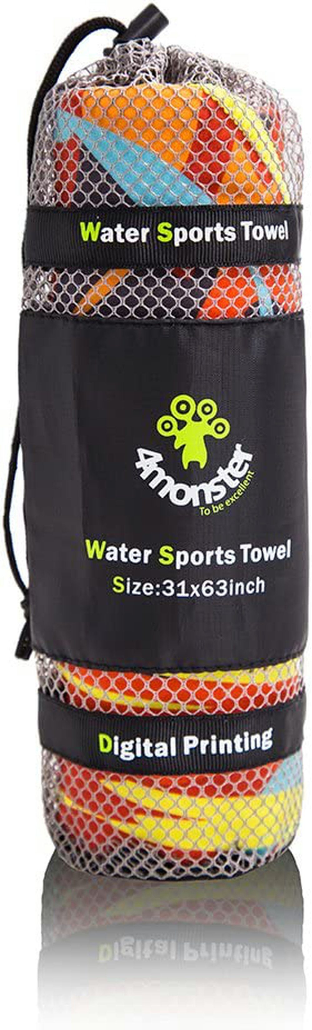 4Monster Sporthandtuch Wassersport Handtuch Größe Mikrofaser Towel, x 100% saugfähig, Suede Design 160 mehrfarbiges orange trocknend, Mikrofaser, schnell 80cm