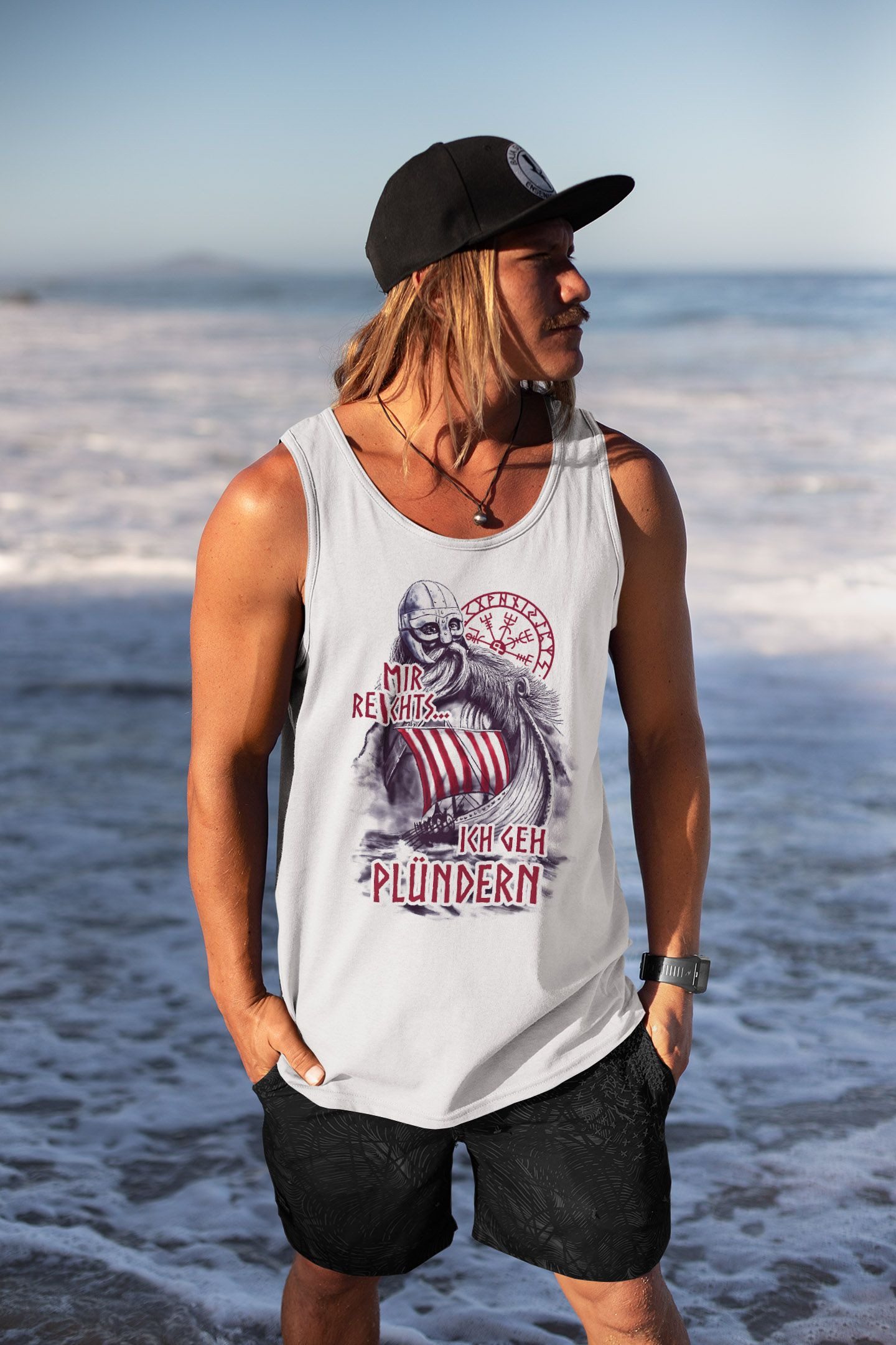 MoonWorks Tanktop Herren Tanktop Mir reichts ich geh plündern Wikinger Spruch lustig mit Print