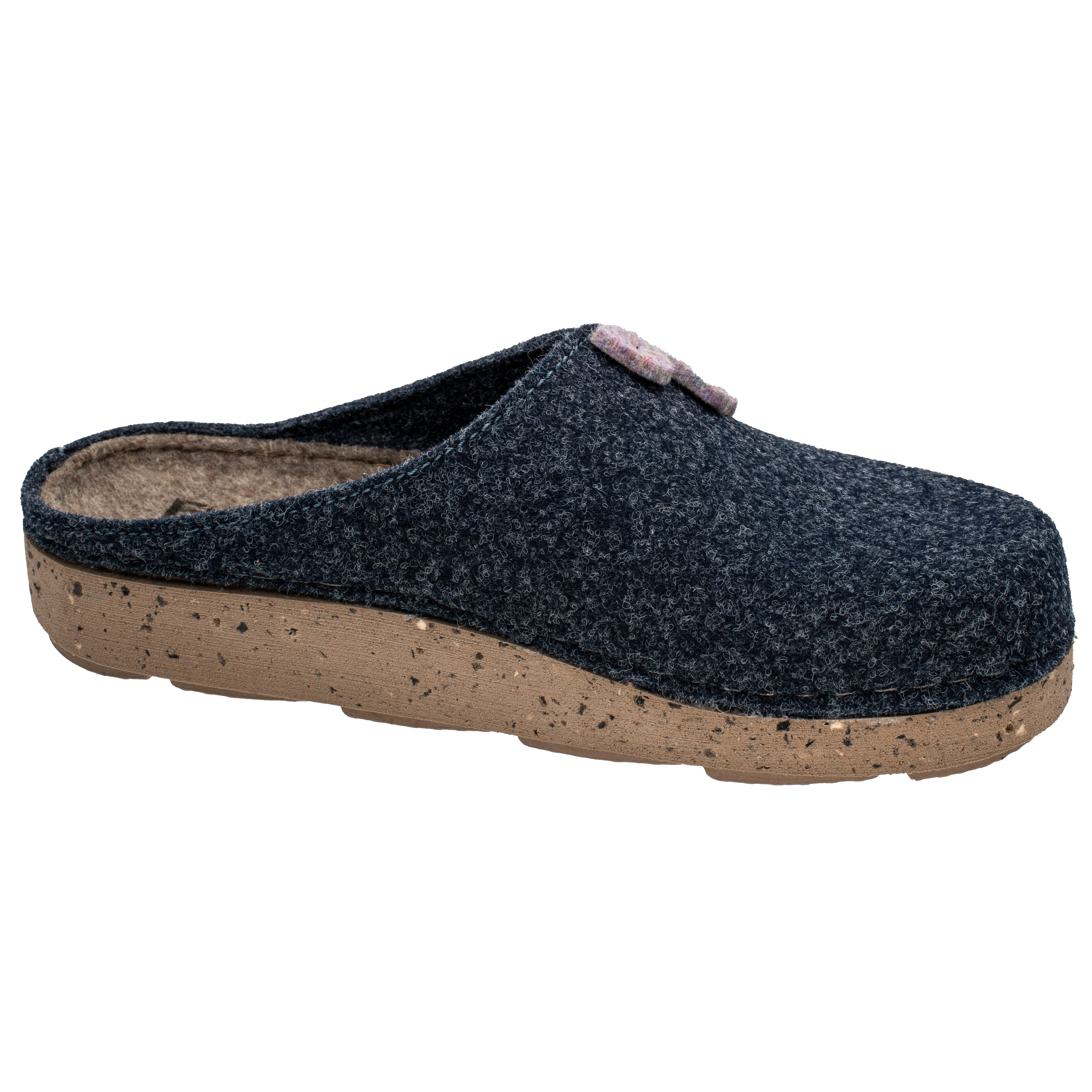Fischer-Markenschuh Anne Pantoffel aus recyceltem PET Filz, gepolstere Filzsohle, 25mm Absatzhöhe