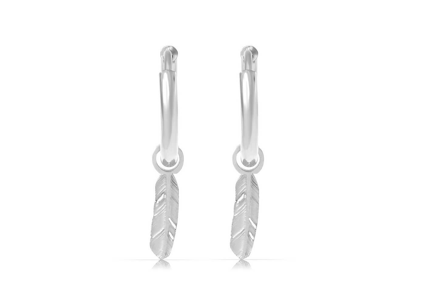 Made by Nami Paar Ohrhänger Set Ohrhänger Gold/Silber Federanhänger hypoallergen wasserfest, aus Edelstahl – filigranes Design – Boho-Stil – für empfindliche Haut