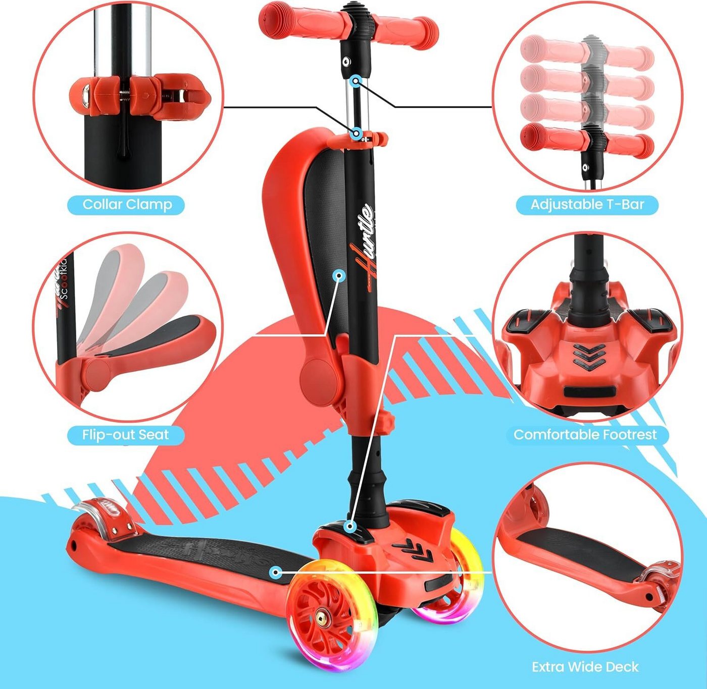 Thumbnail - Pyle Cityroller Kinder Roller, Scooter Kinder, Kinderroller ab 1-14 Jahre, Cityroller, Kinderscooter, Tretroller, Dreira...