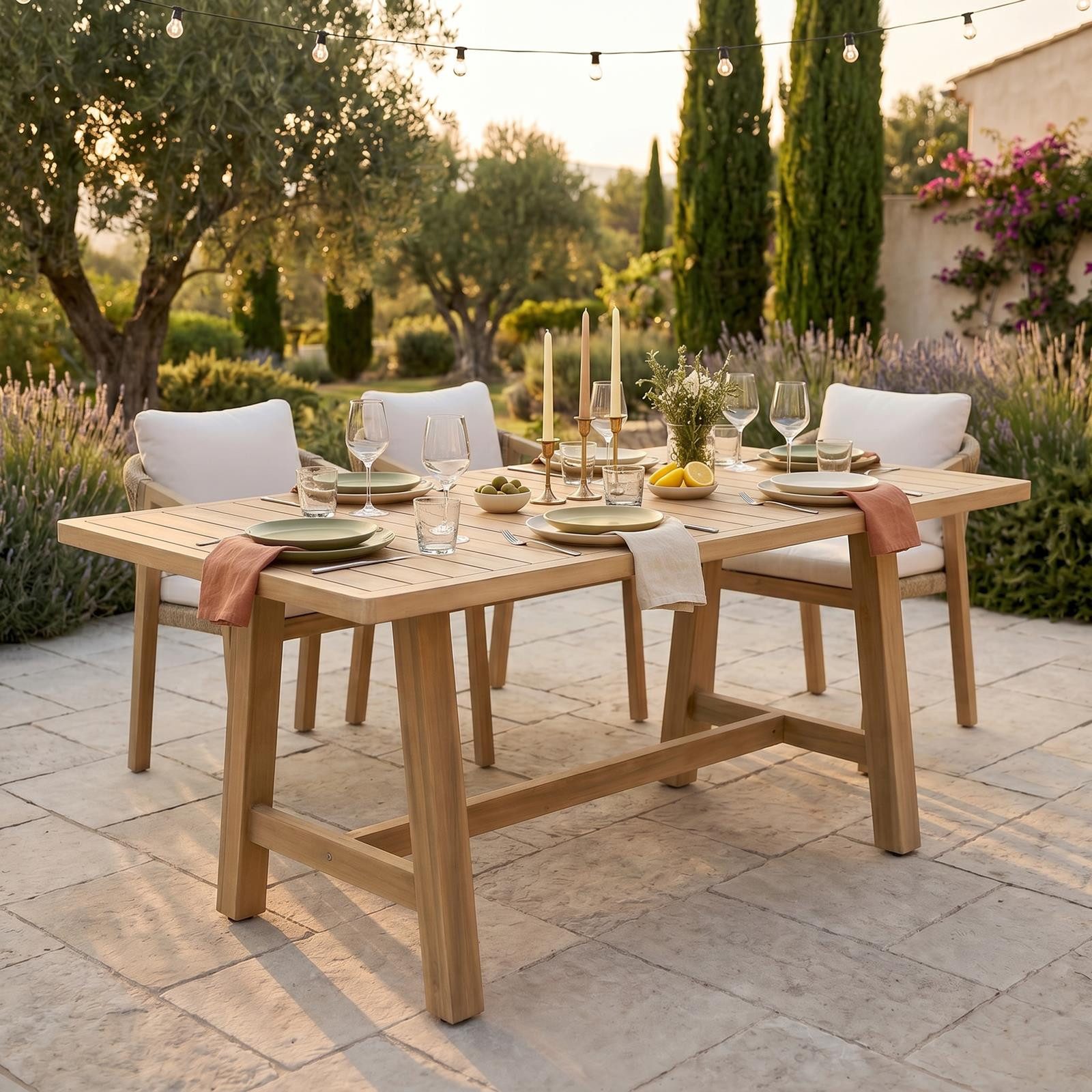 IDIMEX Gartentisch SANYA, Terrassentisch 170x90cm aus massivem Akazienholz wetterbeständig Natur