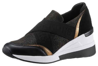 MICHAEL KORS GEENA SLIP ON TRAINER Slip-On Sneaker mit Kreuzbandage und Metallic-Details