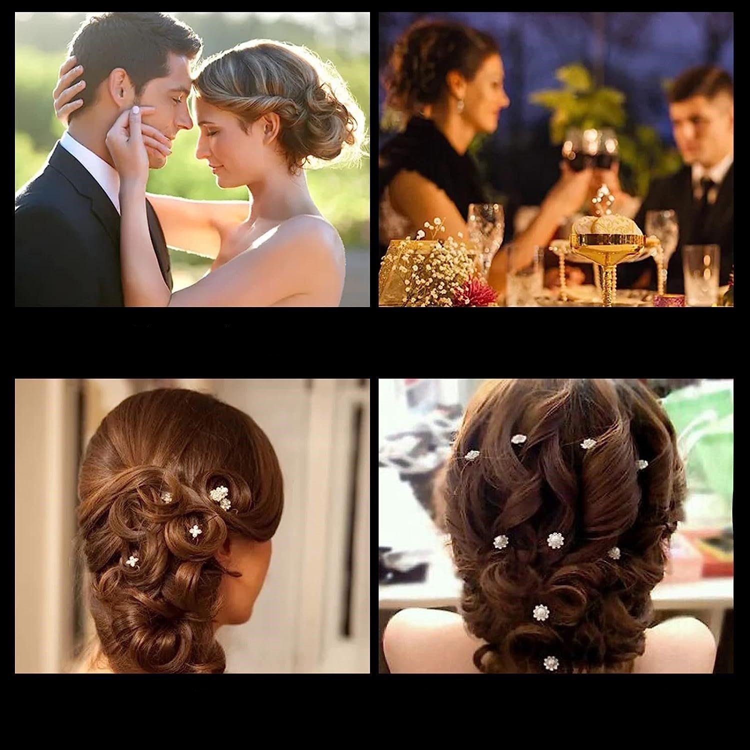 WaKuKa Diadem 40 Stück Hochzeit Haarschmuck U Braut Haarspangen Blume Perlen (40-tlg)